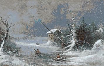 Vintage Winter Cross Stitch Pattern 18 Count Charts with Colors and Symbols for DMC Floss