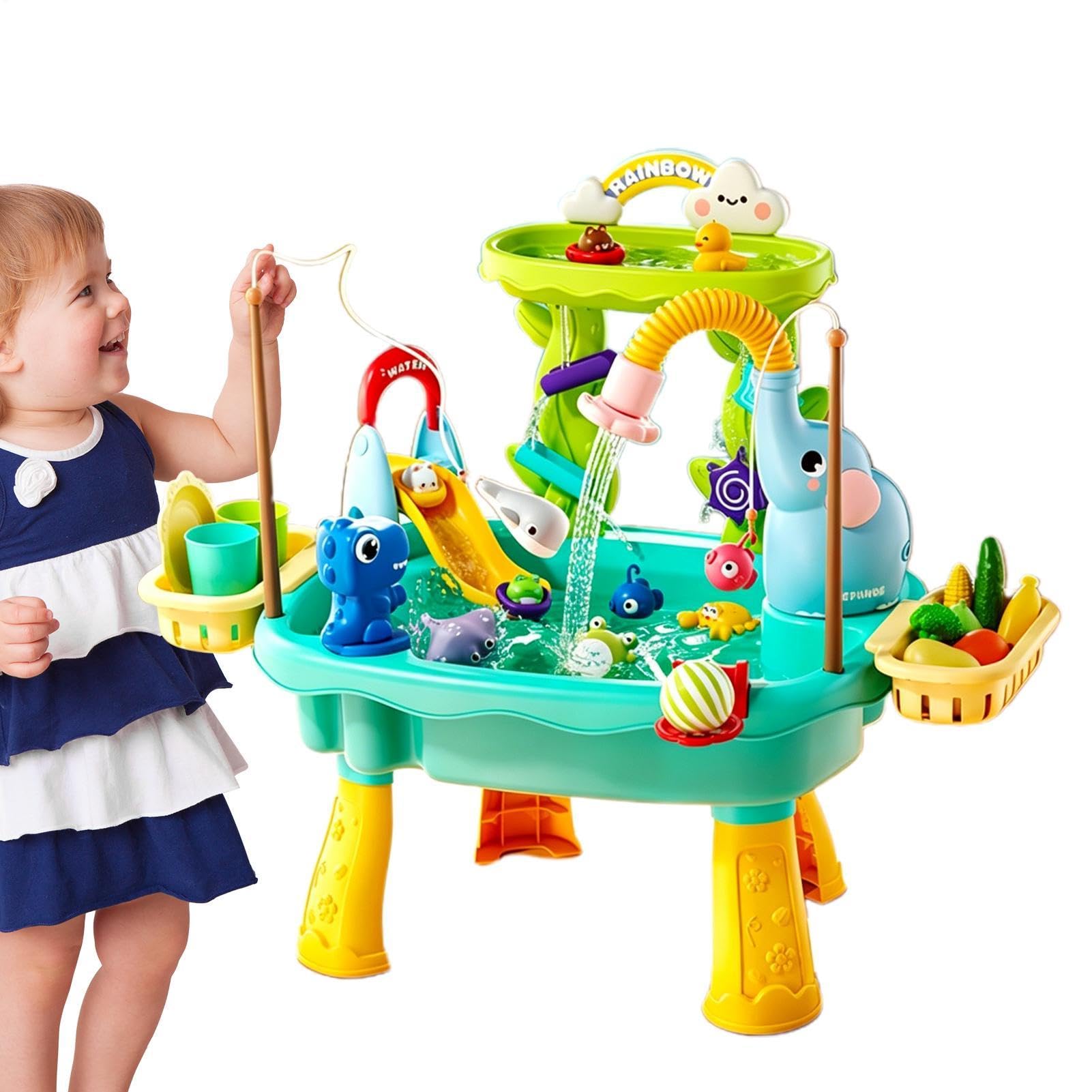 Kinder Wassertisch Angelspielzeug Mit Elektropumpe | Outdoor-Wasserspielzeug für Vorschulkinder Hinterhof Terrasse Camping Kita Zuhause Badezimmer Spielzimmer Urlaub und