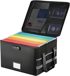 Feuerfeste Dokumentenbox, Wasserfeste Dokumententasche, Dokumentenkassette Feuerfest Wasserdicht, Dokumenten Organizer Box, Aktenaufbewahrungsbox mit Schloss, Dokumentenaufbewahrung, Schwarz