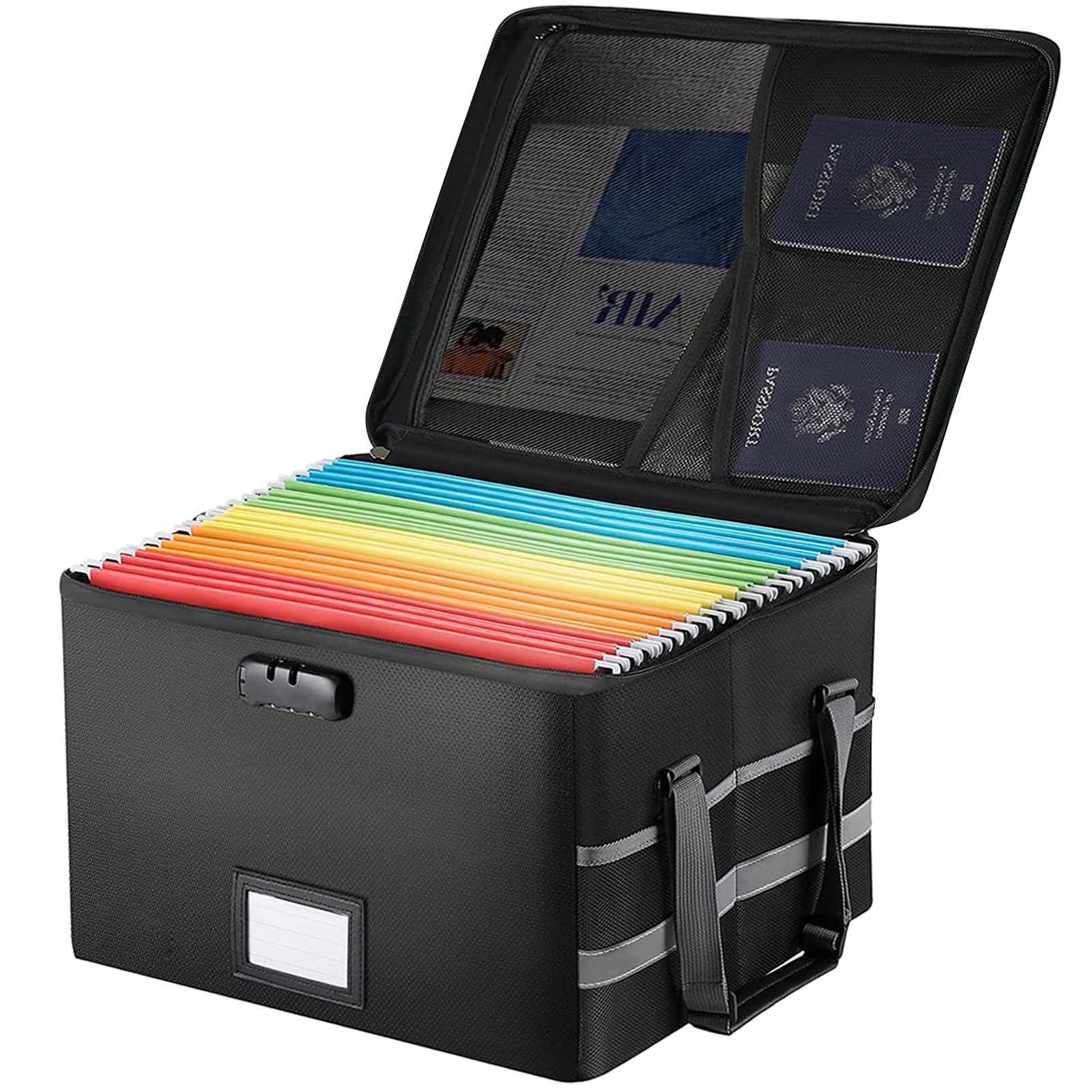 Feuerfeste Dokumentenbox, Wasserfeste Dokumententasche, Dokumentenkassette Feuerfest Wasserdicht, Dokumenten Organizer Box, Aktenaufbewahrungsbox mit Schloss, Dokumentenaufbewahrung, Schwarz