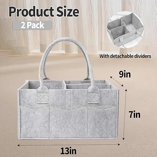 Miniatura 2 de Dorcy Paquete de 2 bolsas organizadoras de pañales para bebé, almacenamiento portátil de pañales con divisores, cestas de almacenamiento plegables