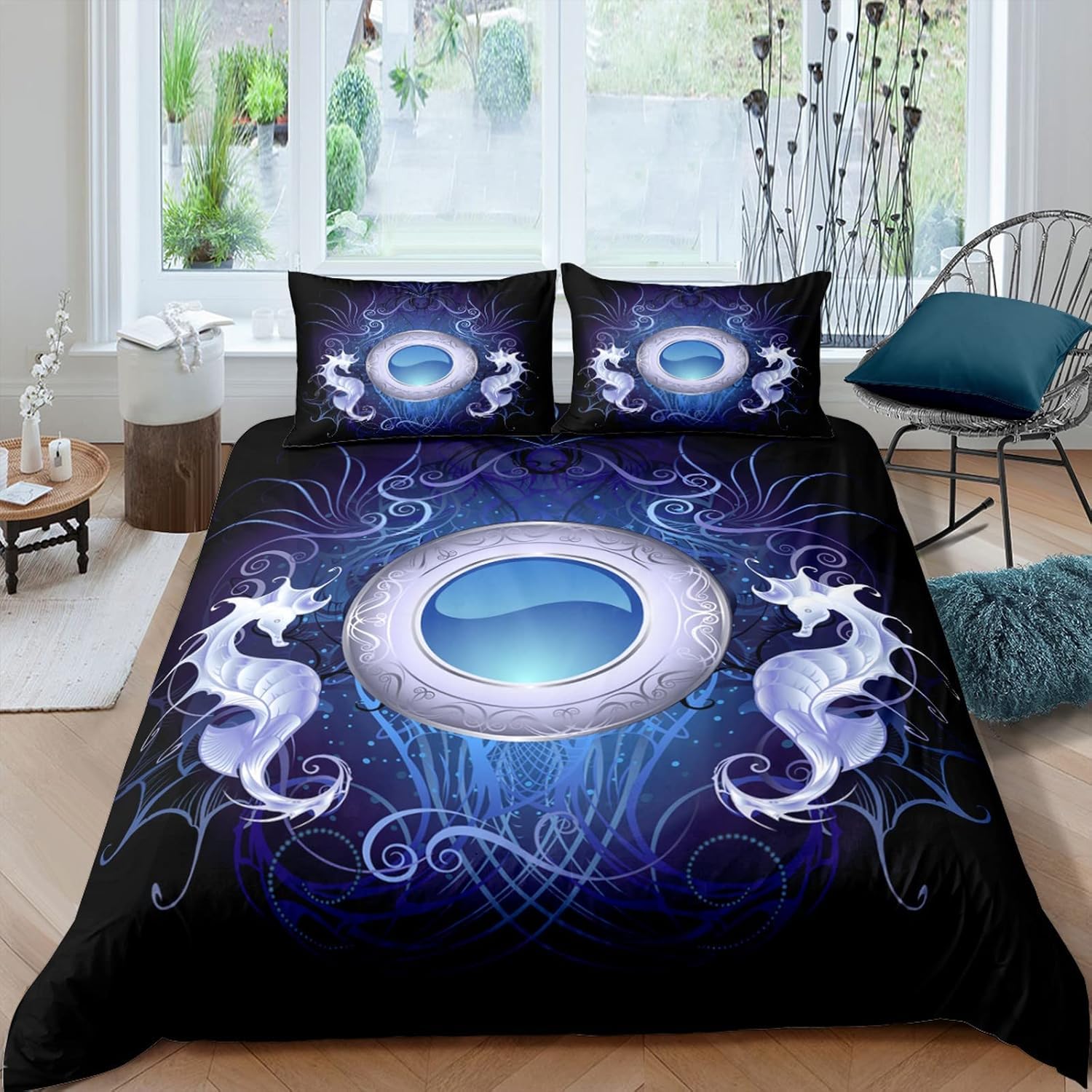 Housse de couette garçon et adulte 260x240 motif animaux de la mer