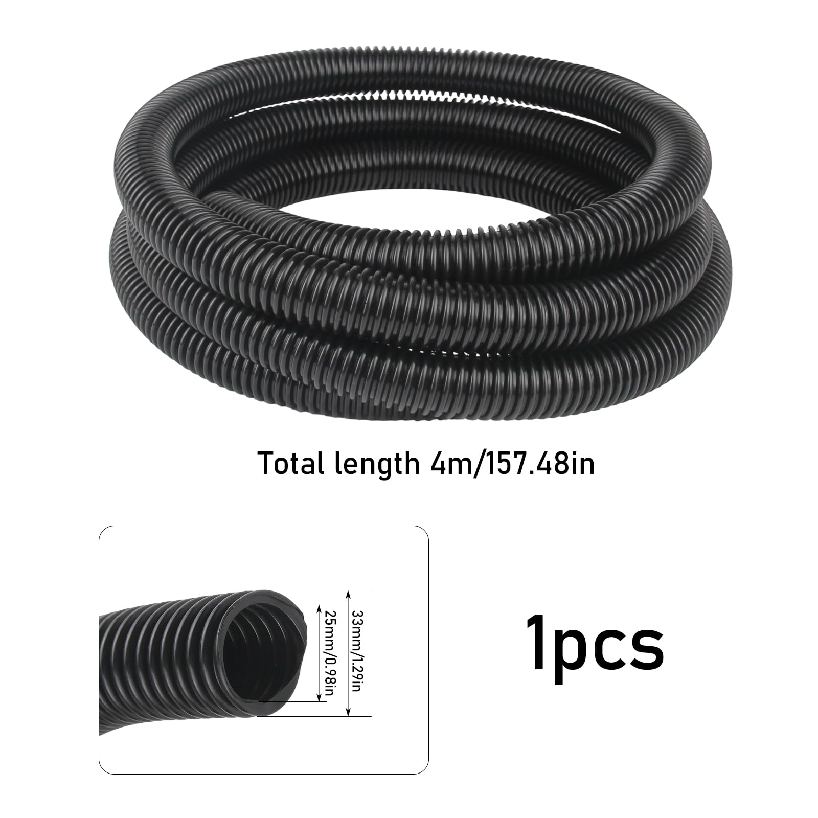 Vaskula Saugschlauch Flexibler Förderschlauch 4m Spiralschlauch 25mm Absaugschlauch Schlauch Universal Teichschlauch Poolschlauch für Gartenpumpen Sauganlagen Hauswasserwerke Pumpenschlauch