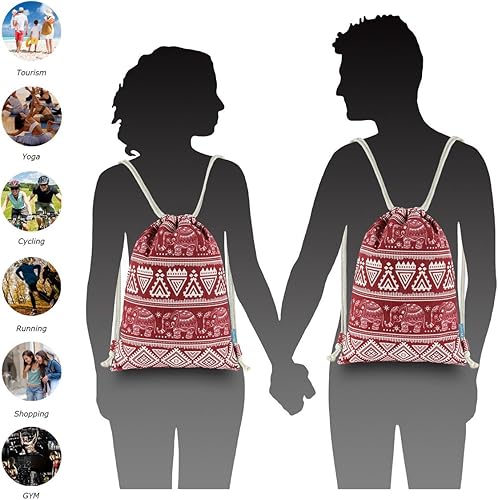 Miniatura 7 de Miomao Mochila con cordón de elefante, bolsa de gimnasio, mochila deportiva de lona