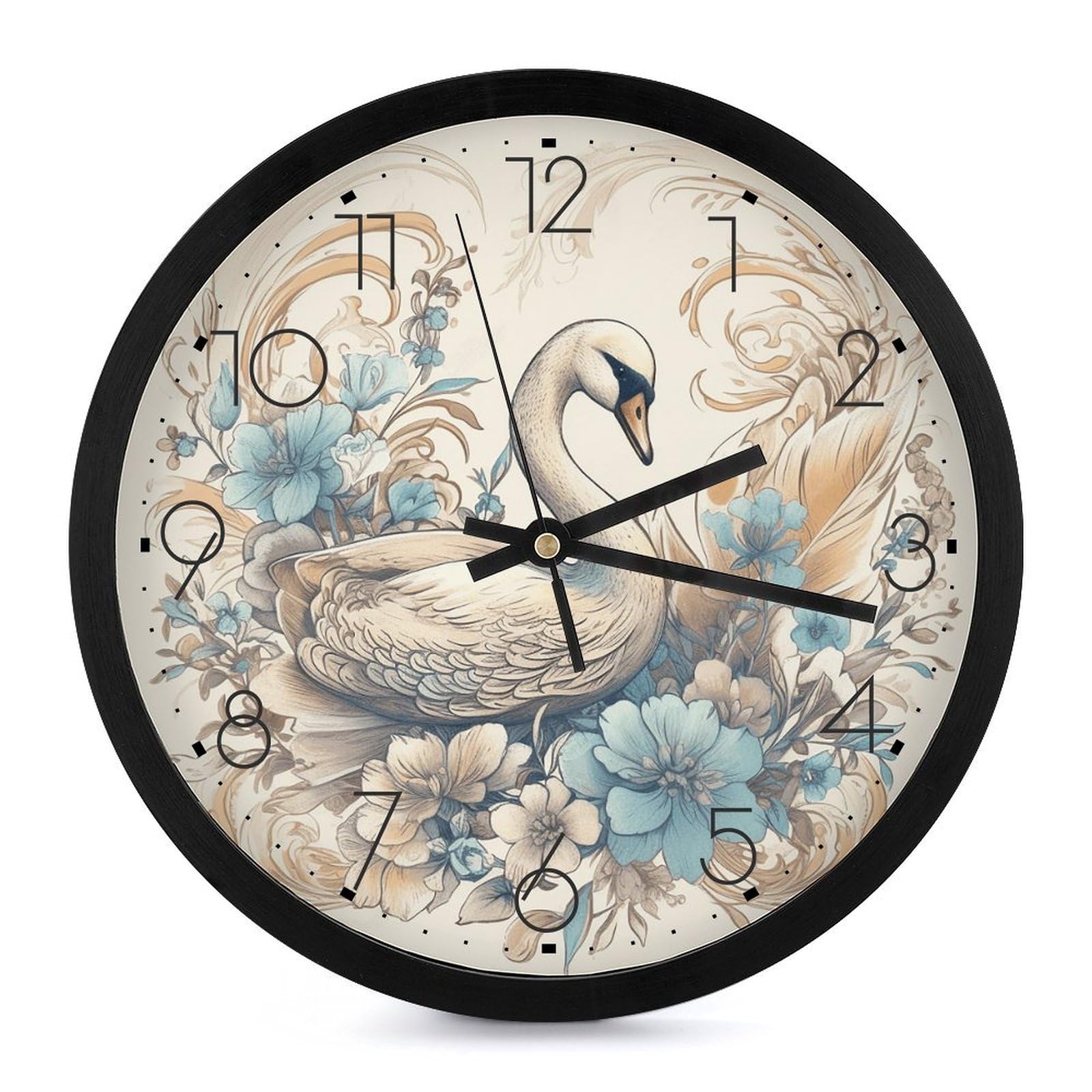 Horloge murale numérique imprimé fleurs décor de ferme 25cm