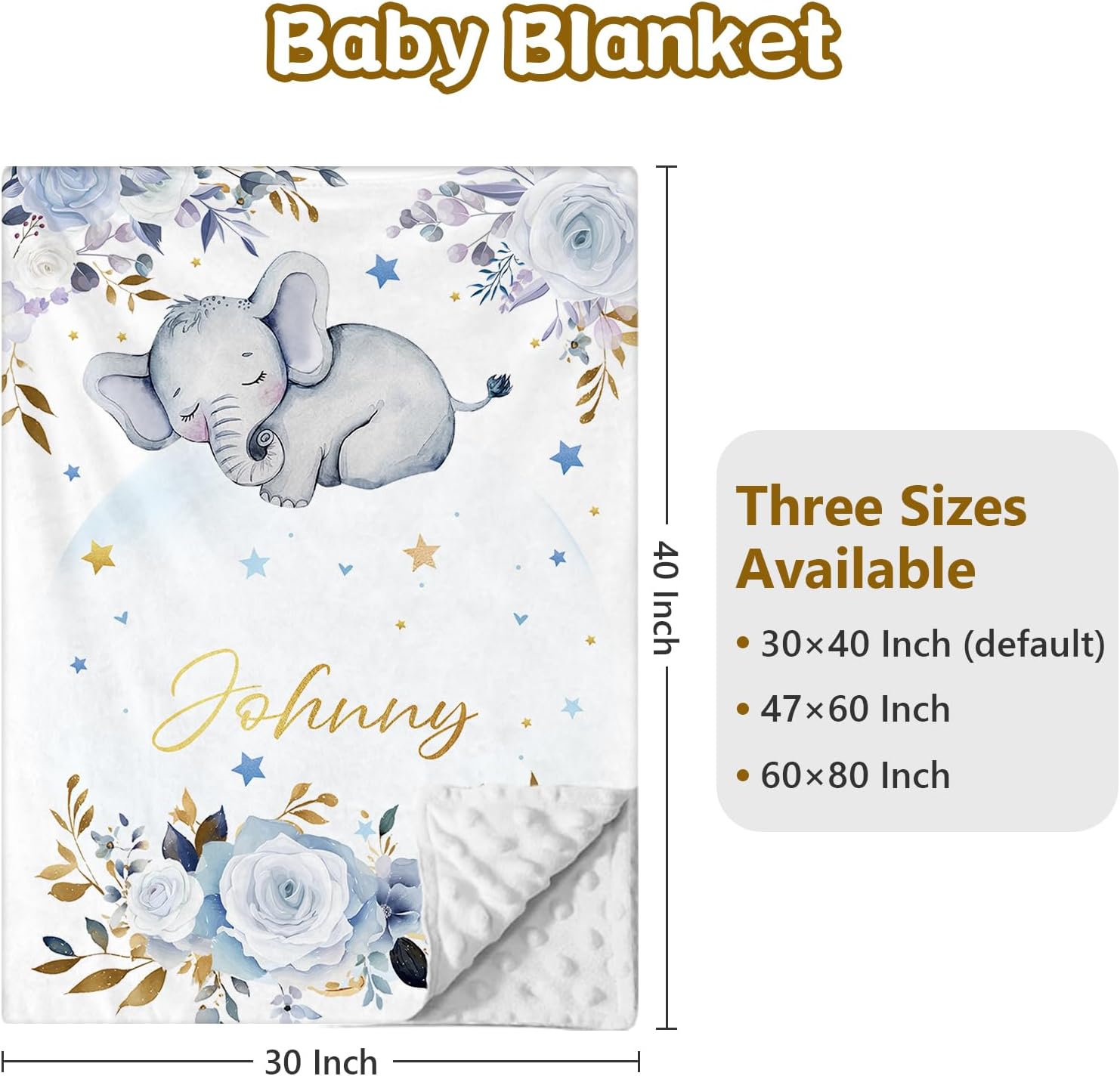Terwex Personalized Baby Crib Set, 5 Pcs Custom Name Bedding for Girls Boys - Nursery Crib Sets, Soft Toddler Sets for Infant Customized Gifts, Blue Elephant