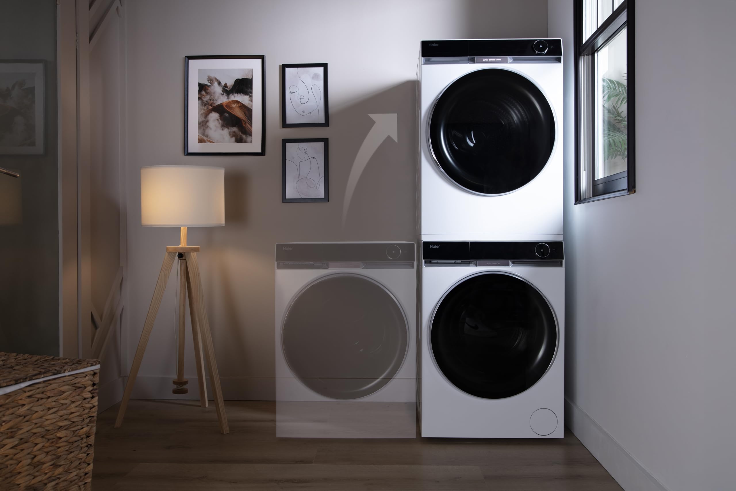 Haier X11 kit de apilamiento para lavadora y secadora: ahorro de espacio, soporte de fácil instalación, antivibración, integración perfecta con sus modelos Haier X11