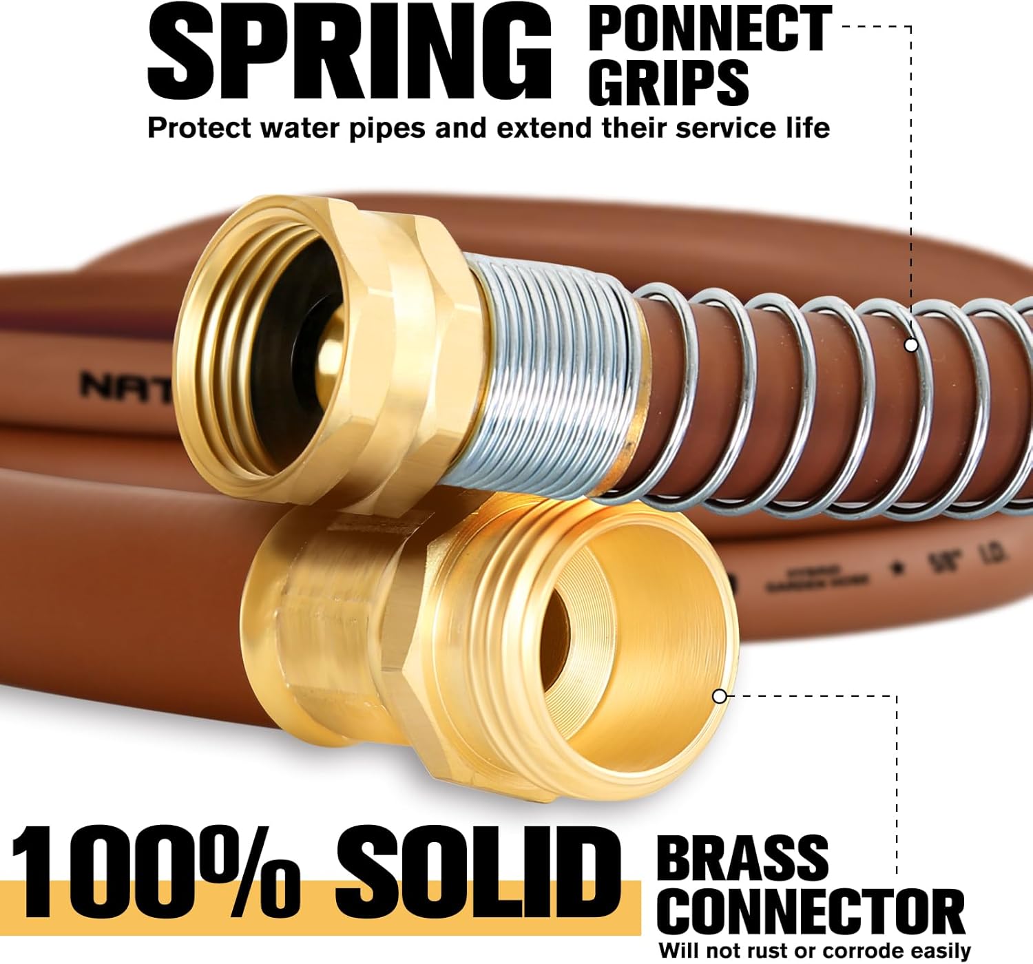 Heavy Duty Garden Hose 5/8" x 50ft, Flexible Lightweight Water Hose, Hybrid Rubber, NO Kink, 650 Burst PSI, Male to Female Fittings