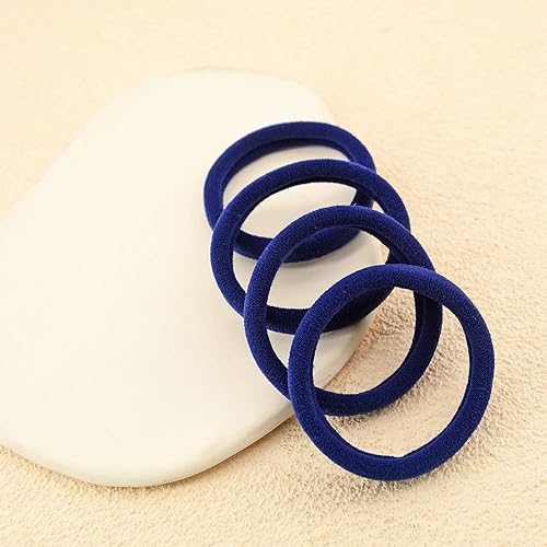 Miniatura 4 de 50 ligas gruesas para el cabello, bandas para el cabello sin costuras, suaves y sin roturas, bandas para el cabello para mujeres (azul marino)