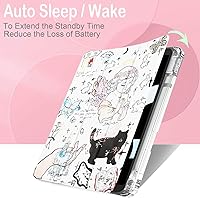 Vista 4 de Feams Funda para iPad de 9ª generación, funda triple para iPad 10.2, cubierta trasera transparente con soporte para lápiz y apagado Ángel