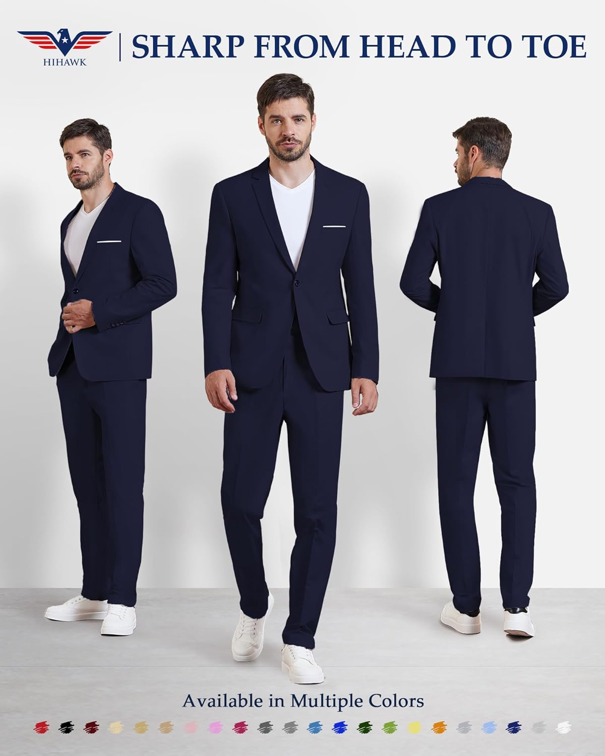 Hihawk One Button Men's Linen Blazer, Slim Fit Casual Suit Jacket, Daily Lightweight Sport Coat - Image 2