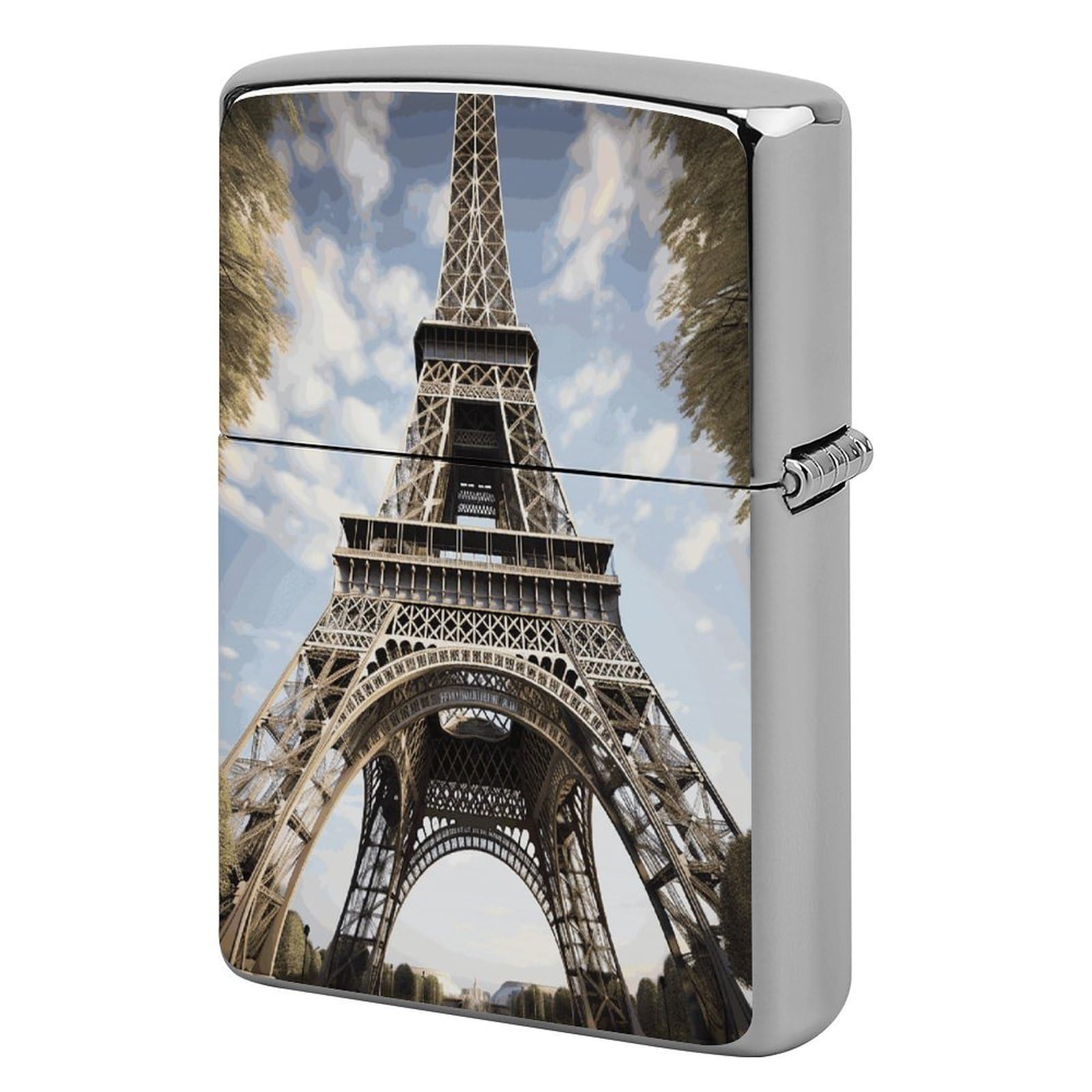 Fodpand Style Eiffel Tower French Paris Monument Metal Lighter Case Cover Lighter Sleeve