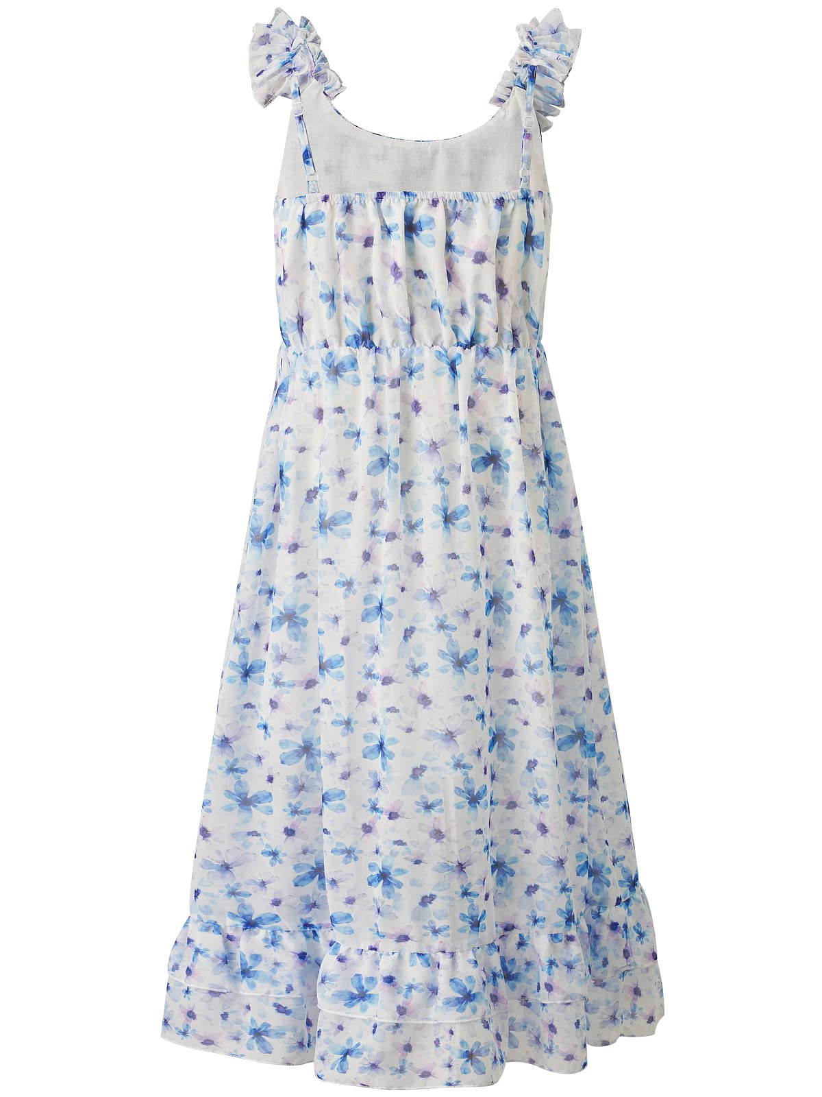 BONNY BILLY Sommerkleid Mädchen Trägerkleid Maxikleid Strandkleid Boho Kleid Chiffonkleid Blumenkleid Lang mit Rüschen