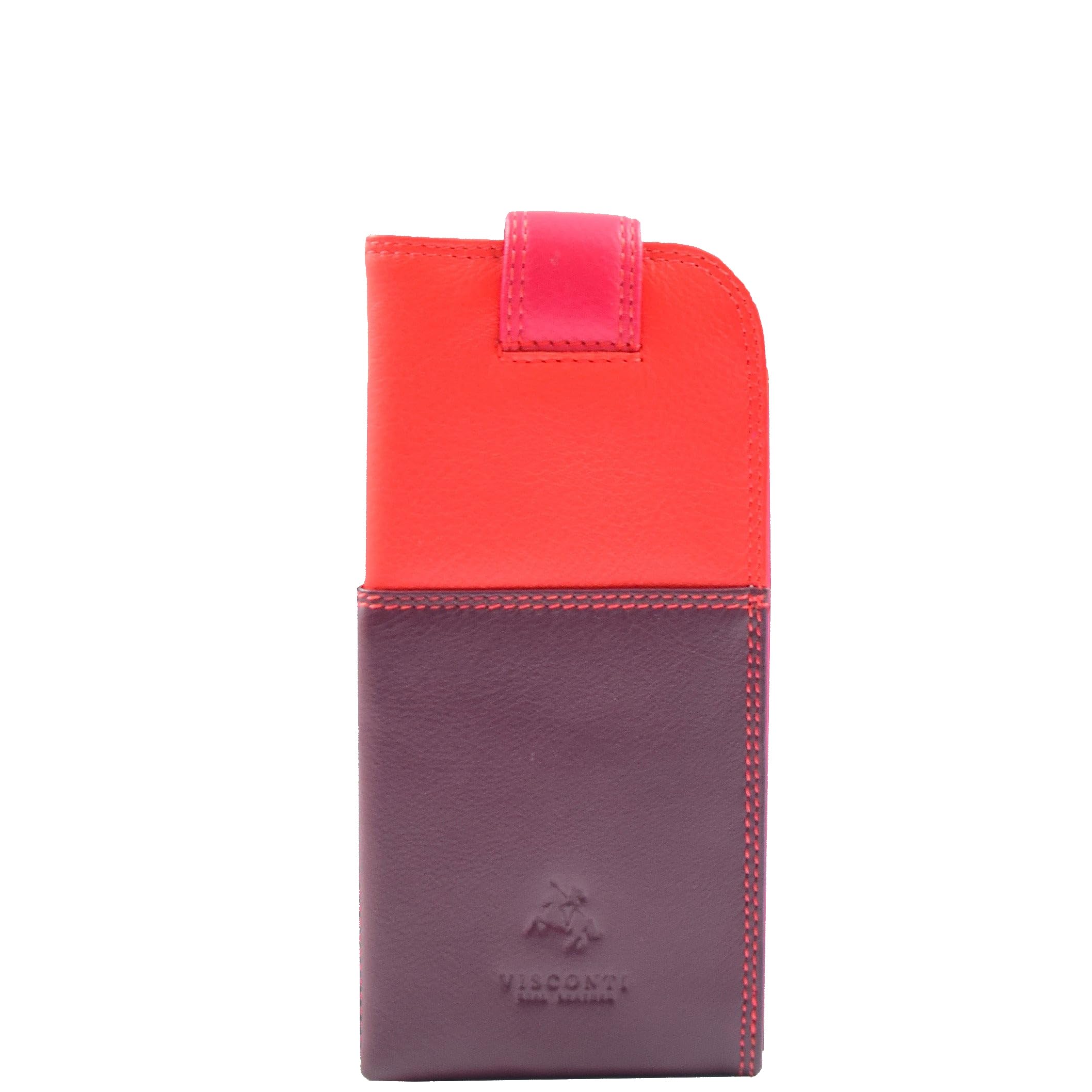 DR658 Stylowe etui na okulary z prawdziwej skóry Plum Multi, Śliwka Multi, S