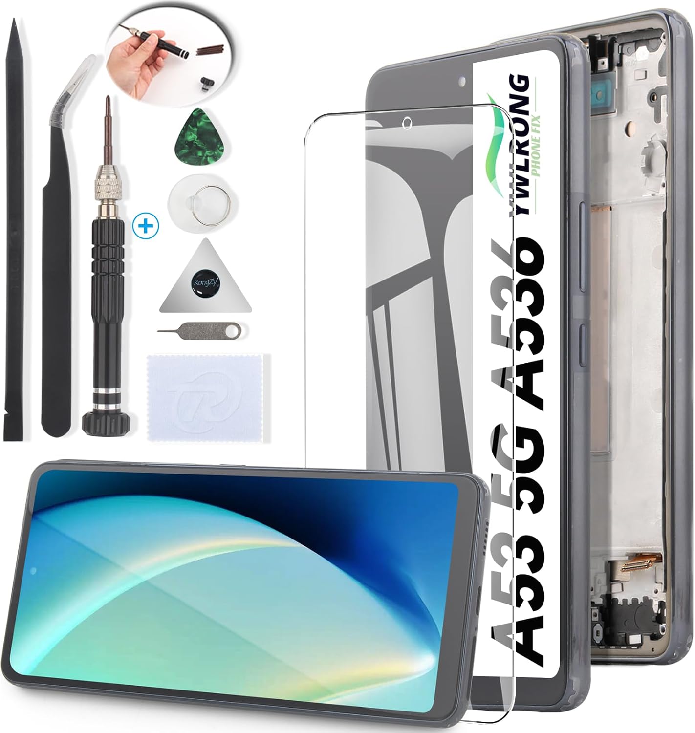 YWLRONG for Samsung Galaxy A53 5G Screen Replacement LCD Touch Display Digitizer Assembly for Samsung A53 5G A536U A536B with Kit(Black)