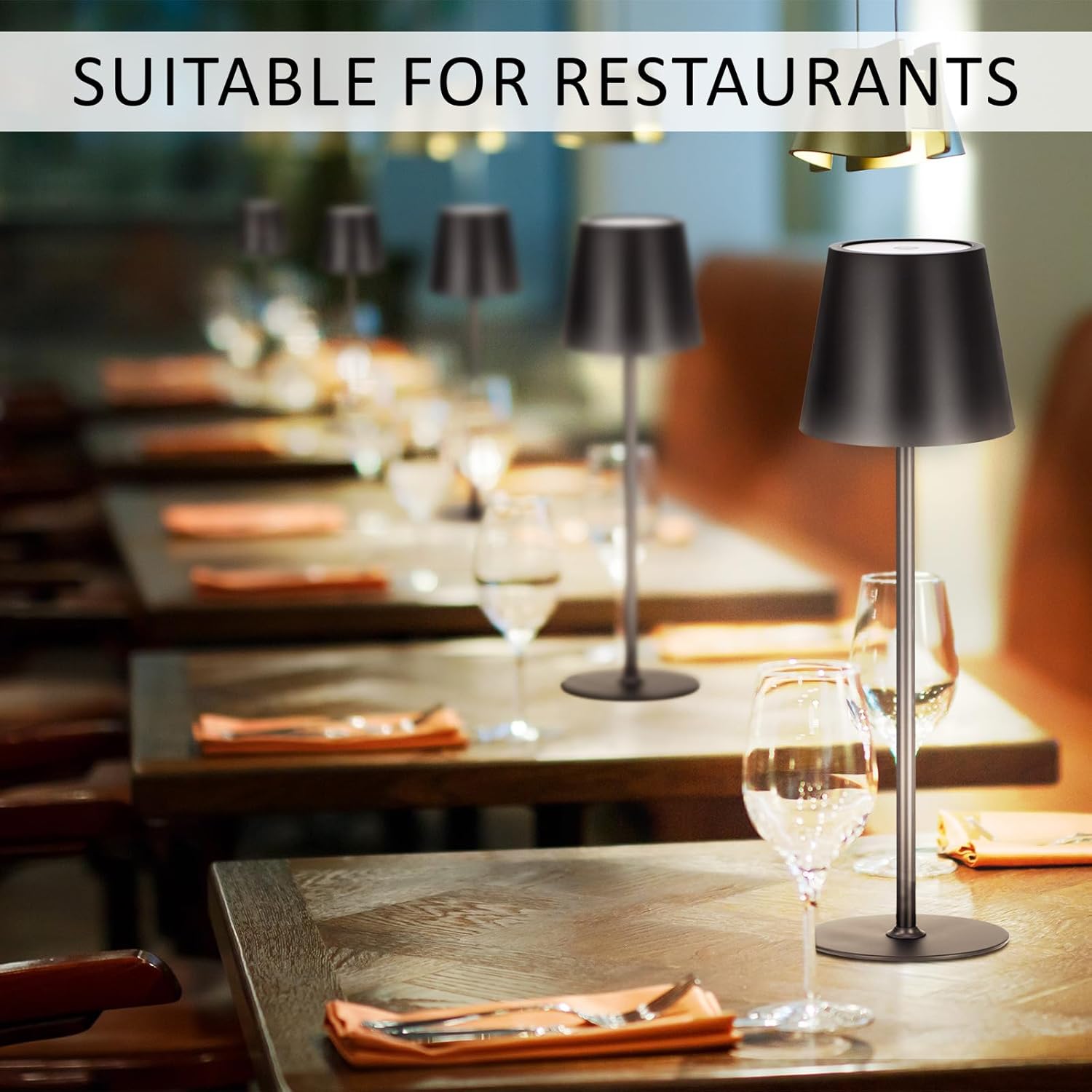 Retisee 12 Pack Cordless Table Lamp Portable LED Rechargeable Desk Lamp 3000mah Battery Operated 3 Color Stepless Dimming Waterproof Touch Control for Bedroom Restaurant (Black,Round Base)