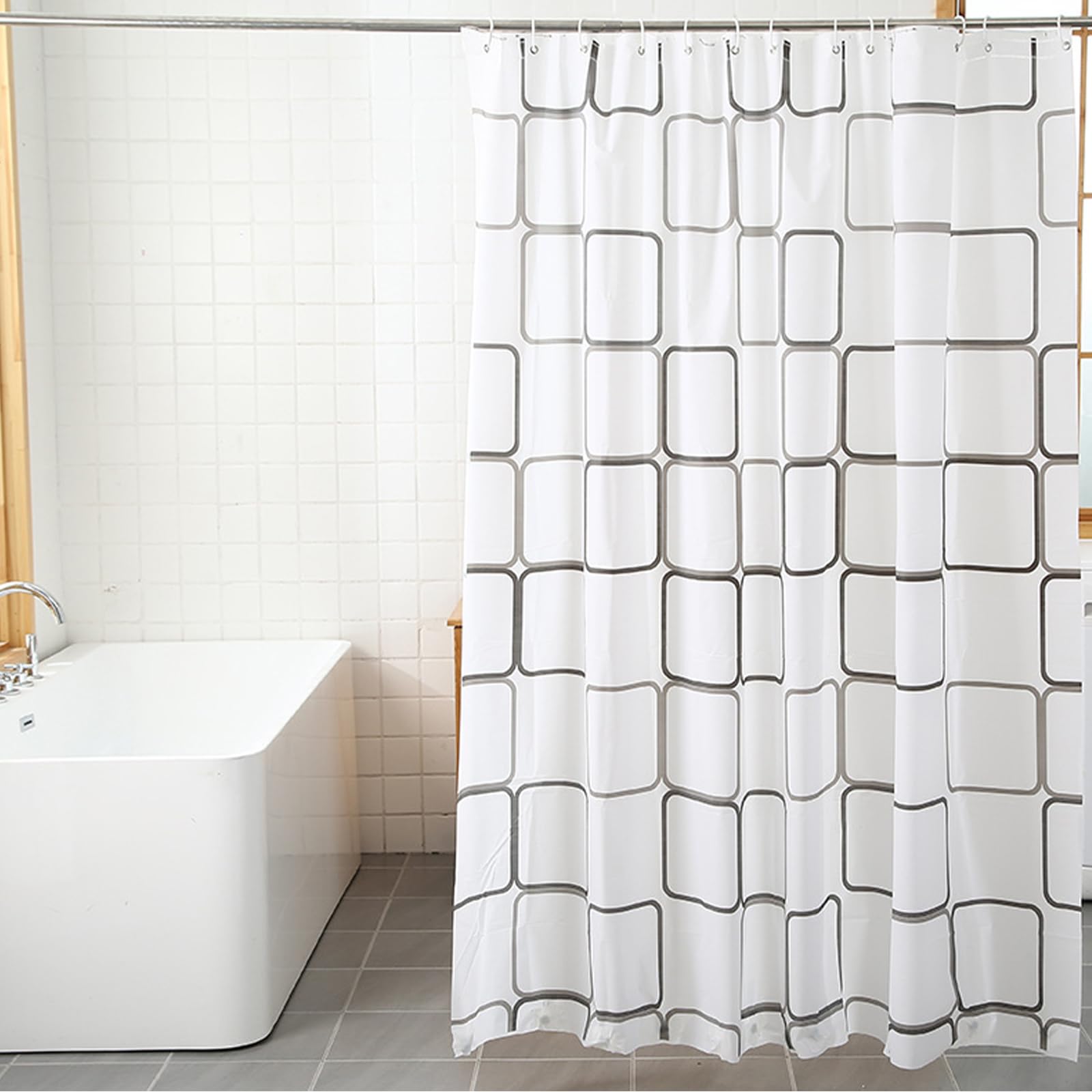 Helweet Waterproof Bathroom Curtains, Shower Curtains Mould Proof Resistant, Washable Bathroom Curtains, Bath Accessories, Suitable for Use in Homes, Apartments, Dormitories, and Hotels, 180 X 200cm