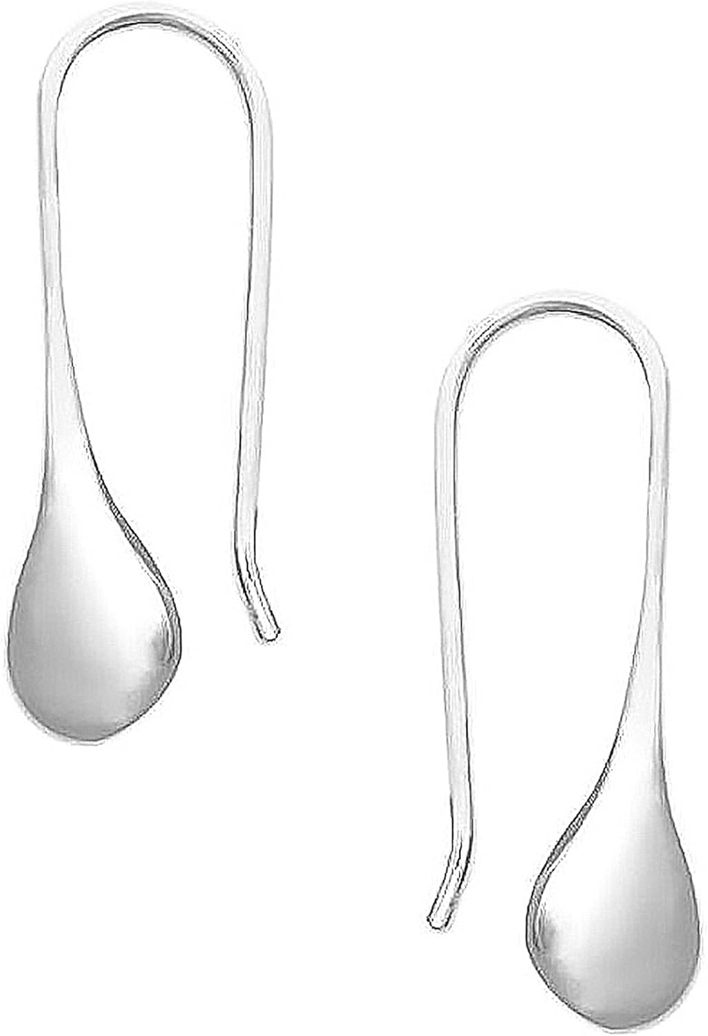Ritastephens Sterling Silver Shiny Dangle Teardrop Tear Drop Earrings Hook Clasp