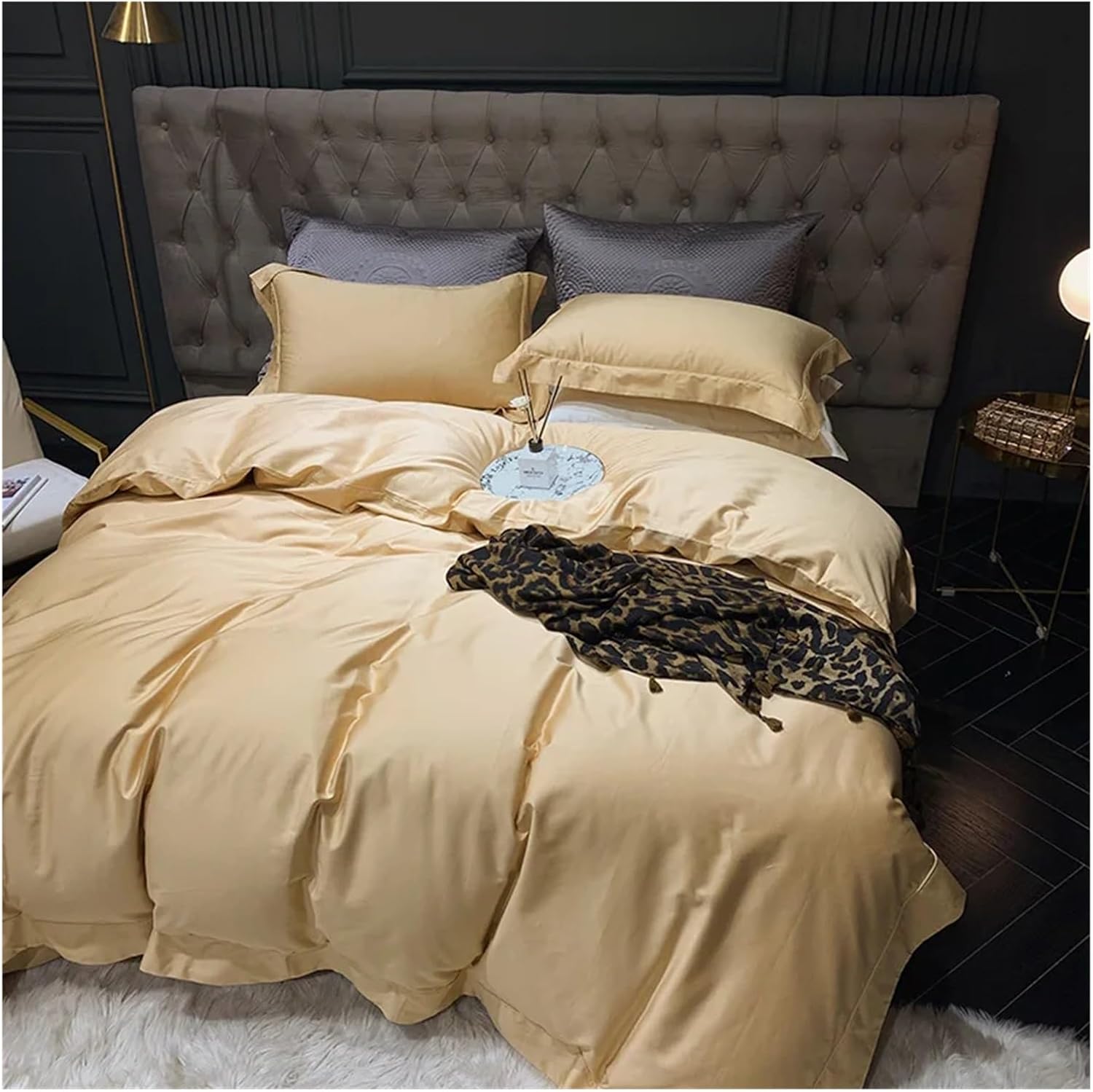 Luxury 1000TC Egyptian Cotton bedlinen Bedding Set King Queen Size Solid Color Duvet Cover Bed Sheet Set Pillowcases,Bed