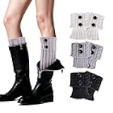 3 Pairs Boot Cuffs Knitted Twist Boot Toppers Socks for Women Boots Sneakers