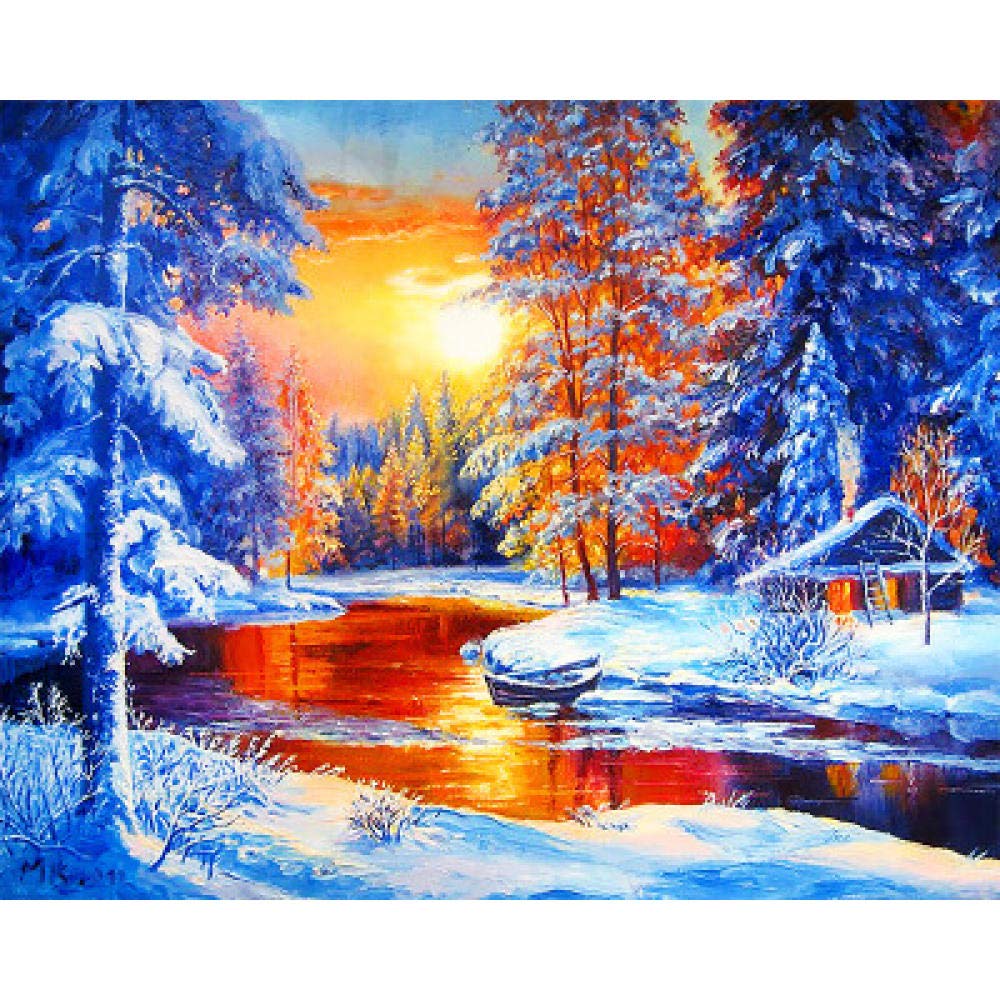 Peinture diamant 5D paysage de neige broderie mosaïque intégrale strass carrés