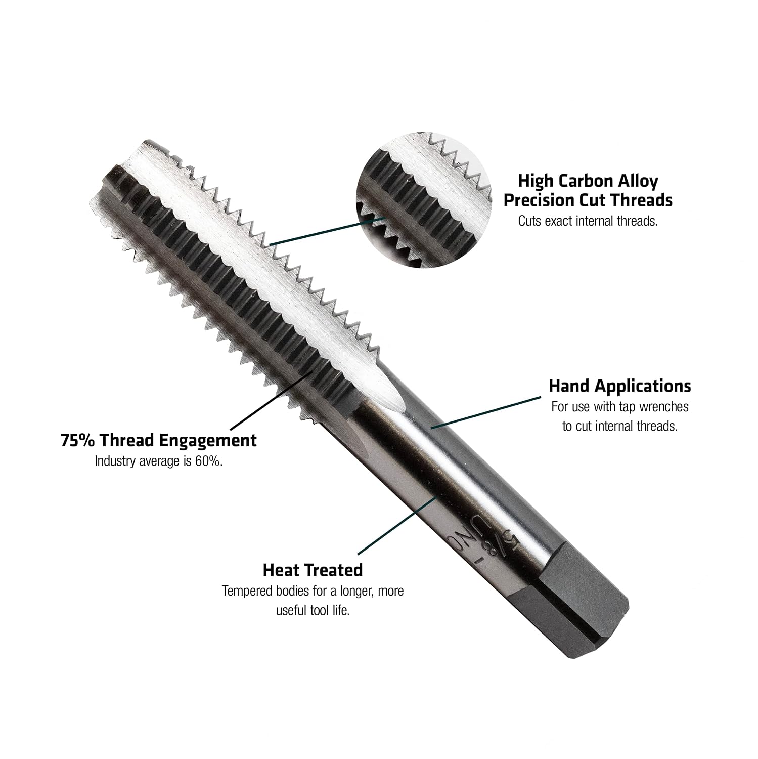 Century Drill & Tool 95115 Fractional Plug Tap, 5/8-11 NC