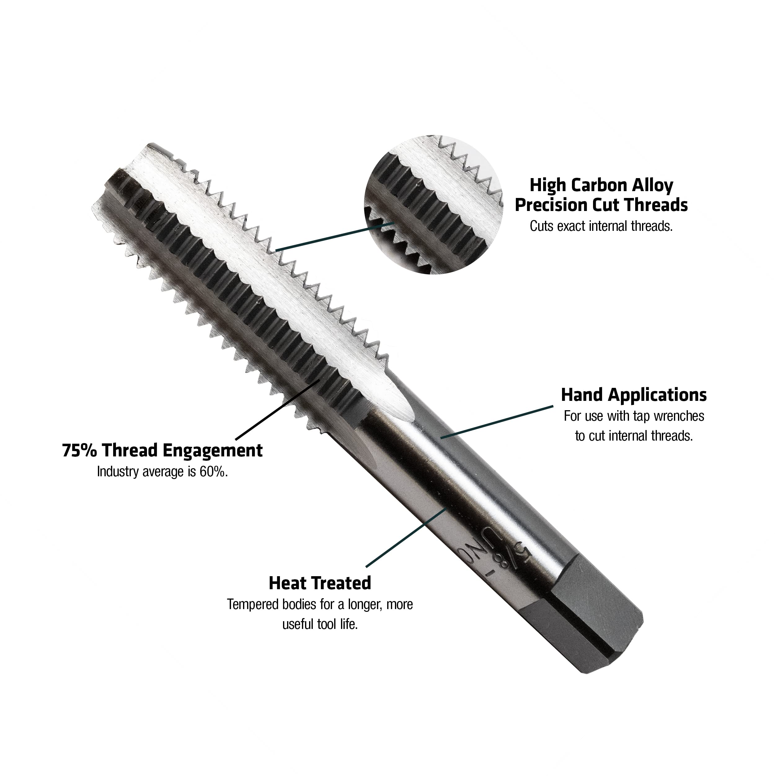 Century Drill & Tool 95115 Fractional Plug Tap, 5/8-11 NC -3