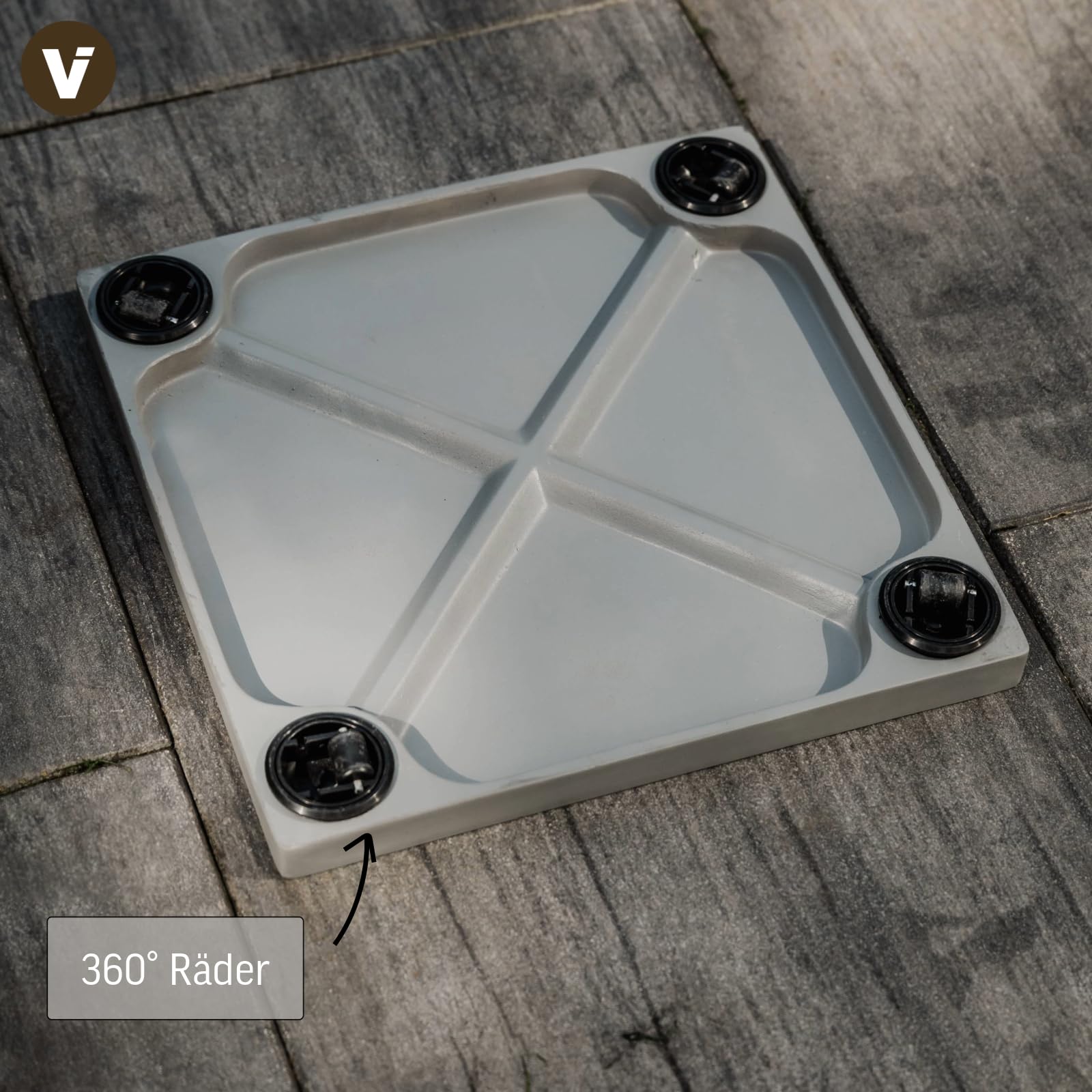 VIVANNO Pflanzenroller Eckig Untersetzer Grau - 36x36 cm Pflanzenroller