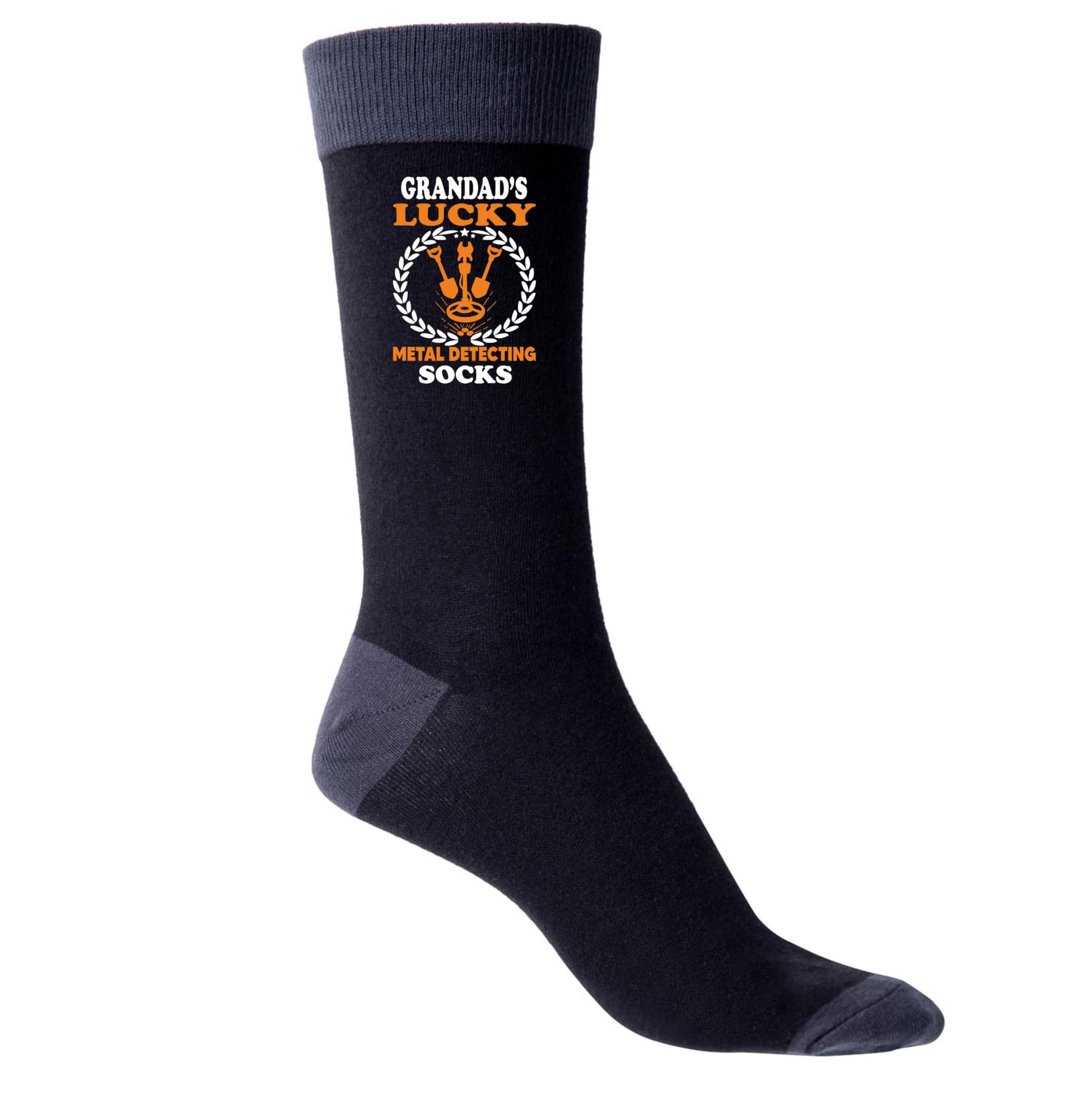 Print4U Grandad's Lucky Metal Detecting Men's Black Socks Birthday Father's Day