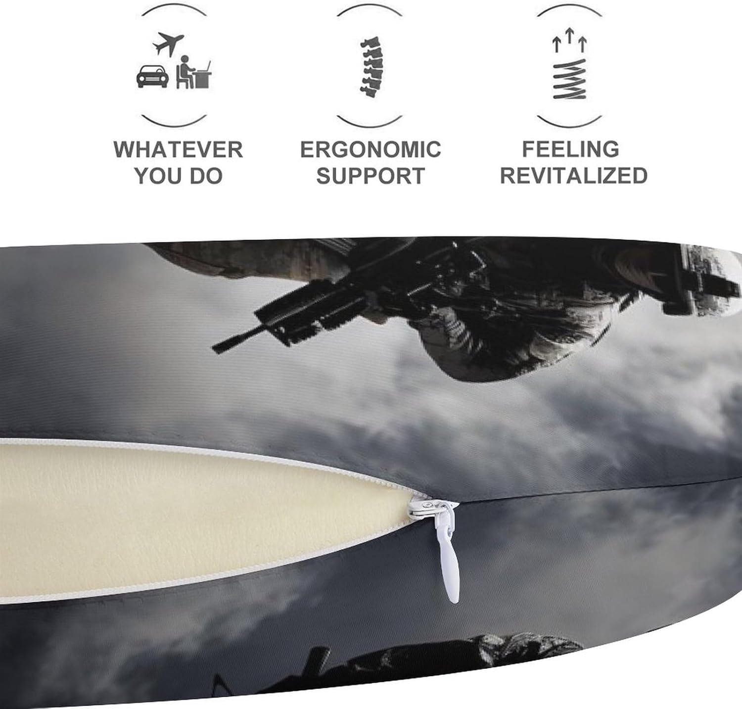 Grunge American Army Soldiers with Flag U Shaped Neck Pillow Portable Travel Airplane Headrest Pillow Lightweight Support Pillow Cushion