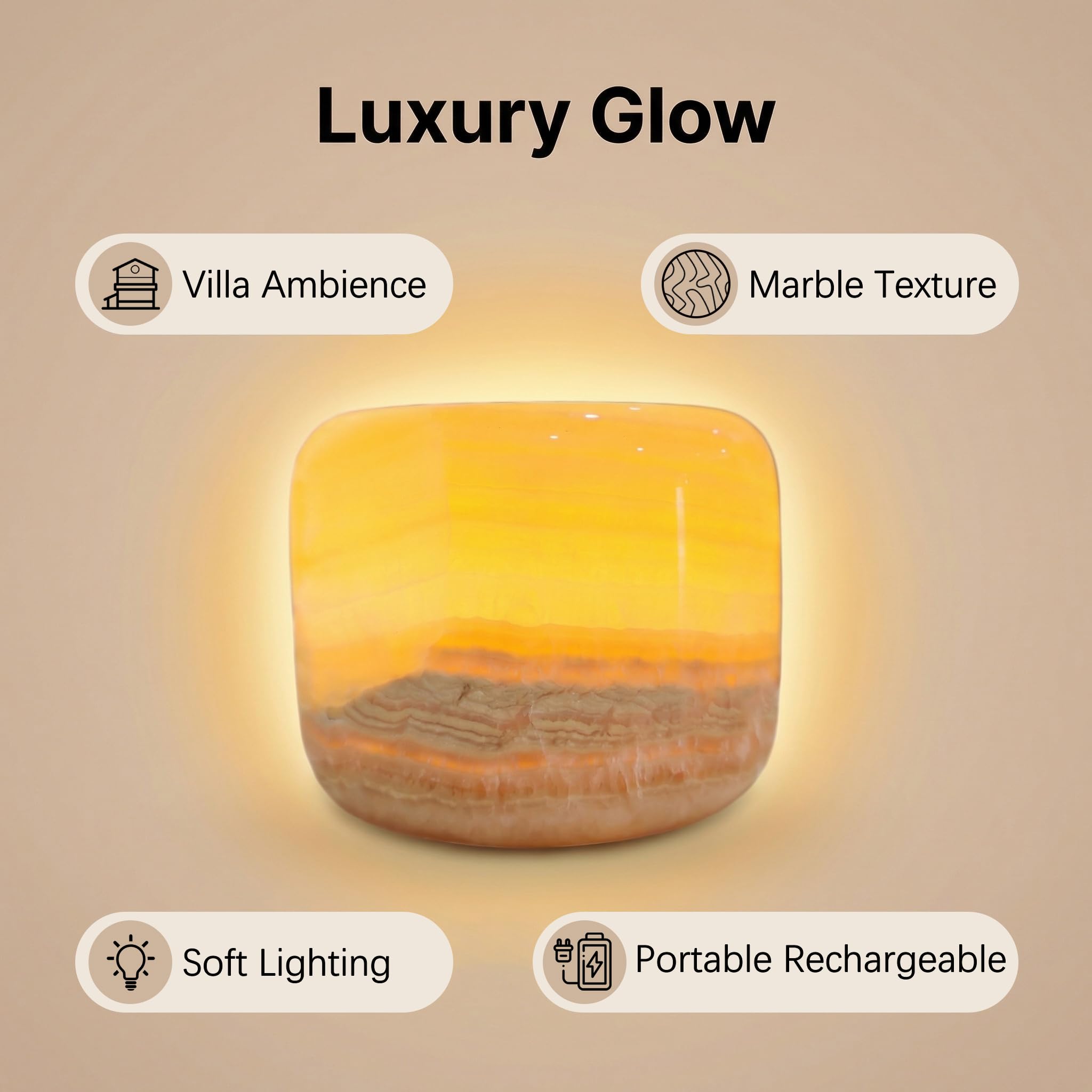 Marmorlampe Nachtlicht Touch-Nachttischlampe für Schlafzimmer, wiederaufladbare kleine Schreibtisch-Nachttischlampe vom Typ C, augenschonende dimmbare LED-Ambientelampe (Amber Jade)
