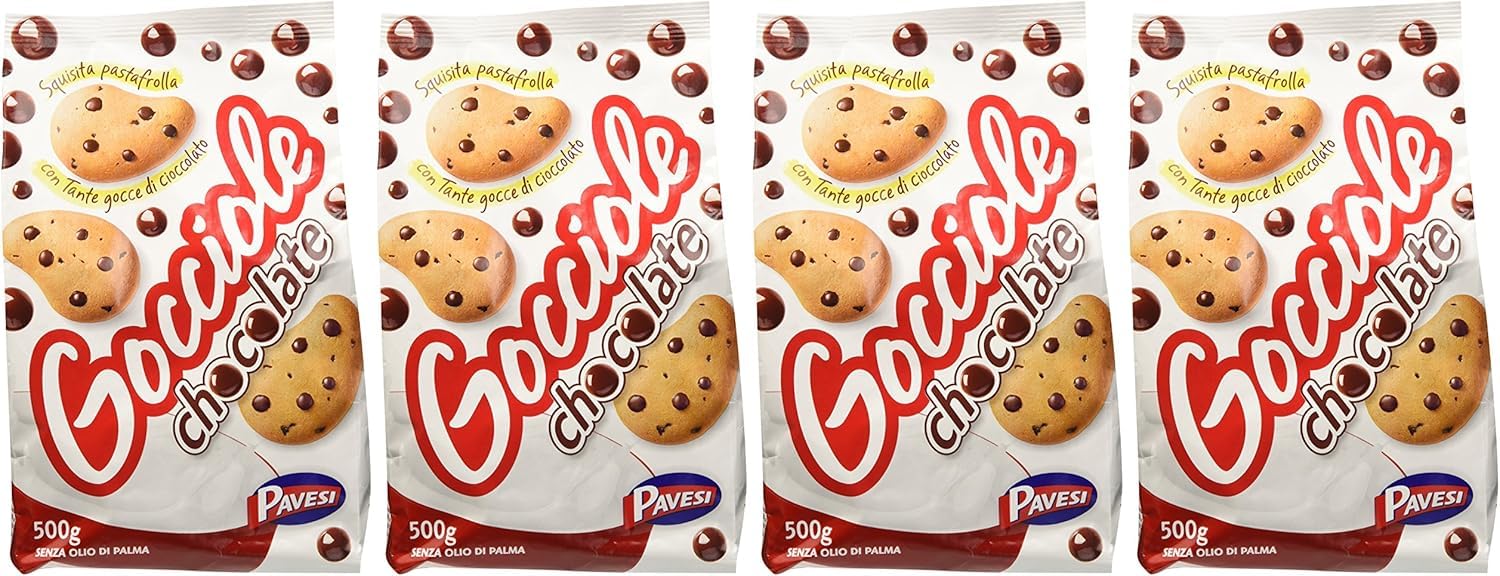 Pavesi Biscotti Frollini Gocciole Cioccolato, 12 Pack da 500 g Senza Olio di Palma