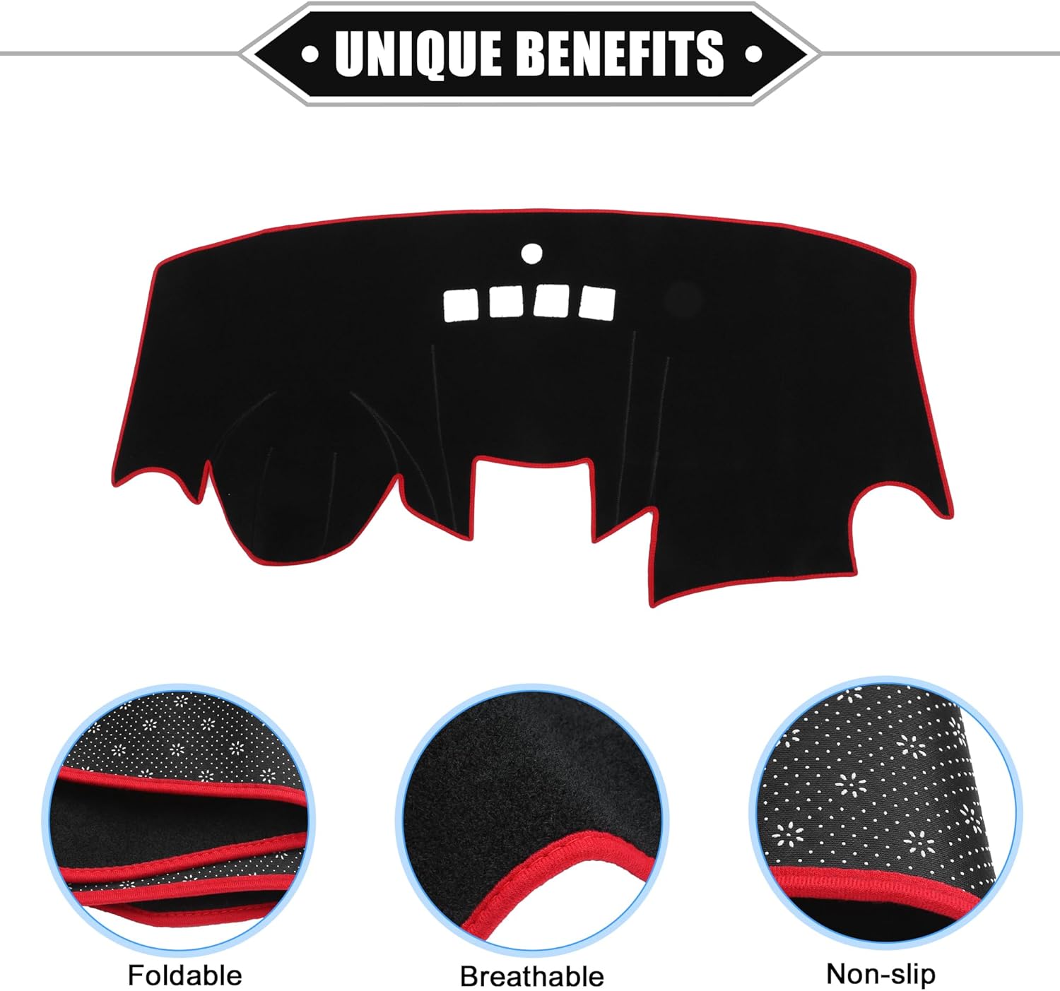 Dashboard Cover Compatible for Ford Fiesta 2011-2019, Nonslip Polyester Red Dash Cover Mat Dash Board Protector Cover