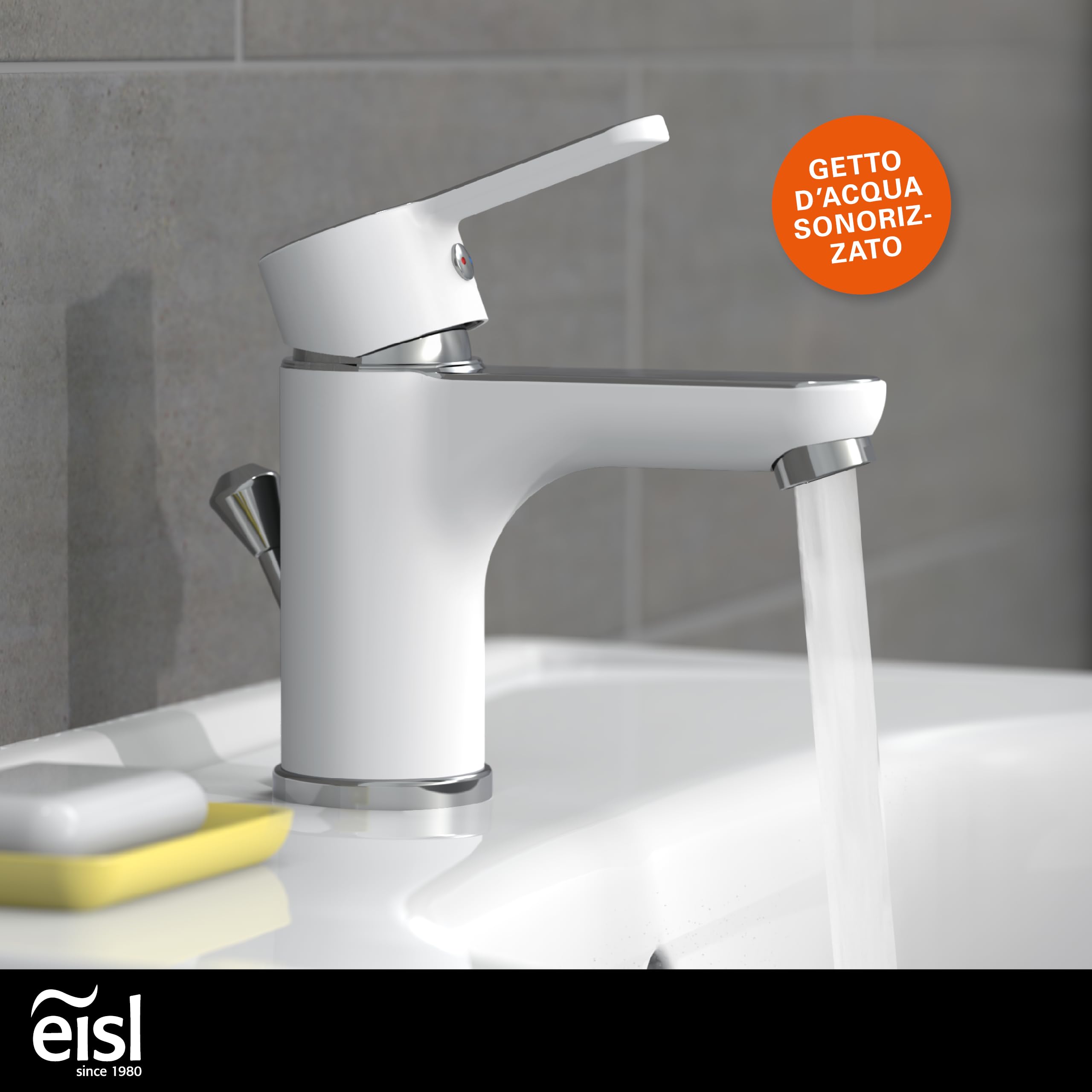 EISL disegno Nuevo, Miscelatore monocomando per lavabo, 1 pezzi, bianco/cromato, ni075dinwcr