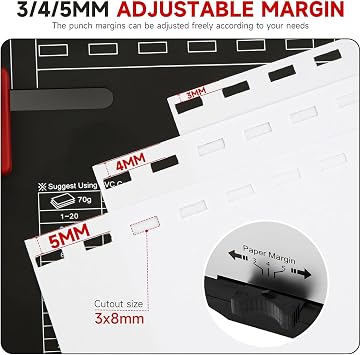 Manual Comb Binding Machine, 21-Holes, 3-5mm Adjustable Margin