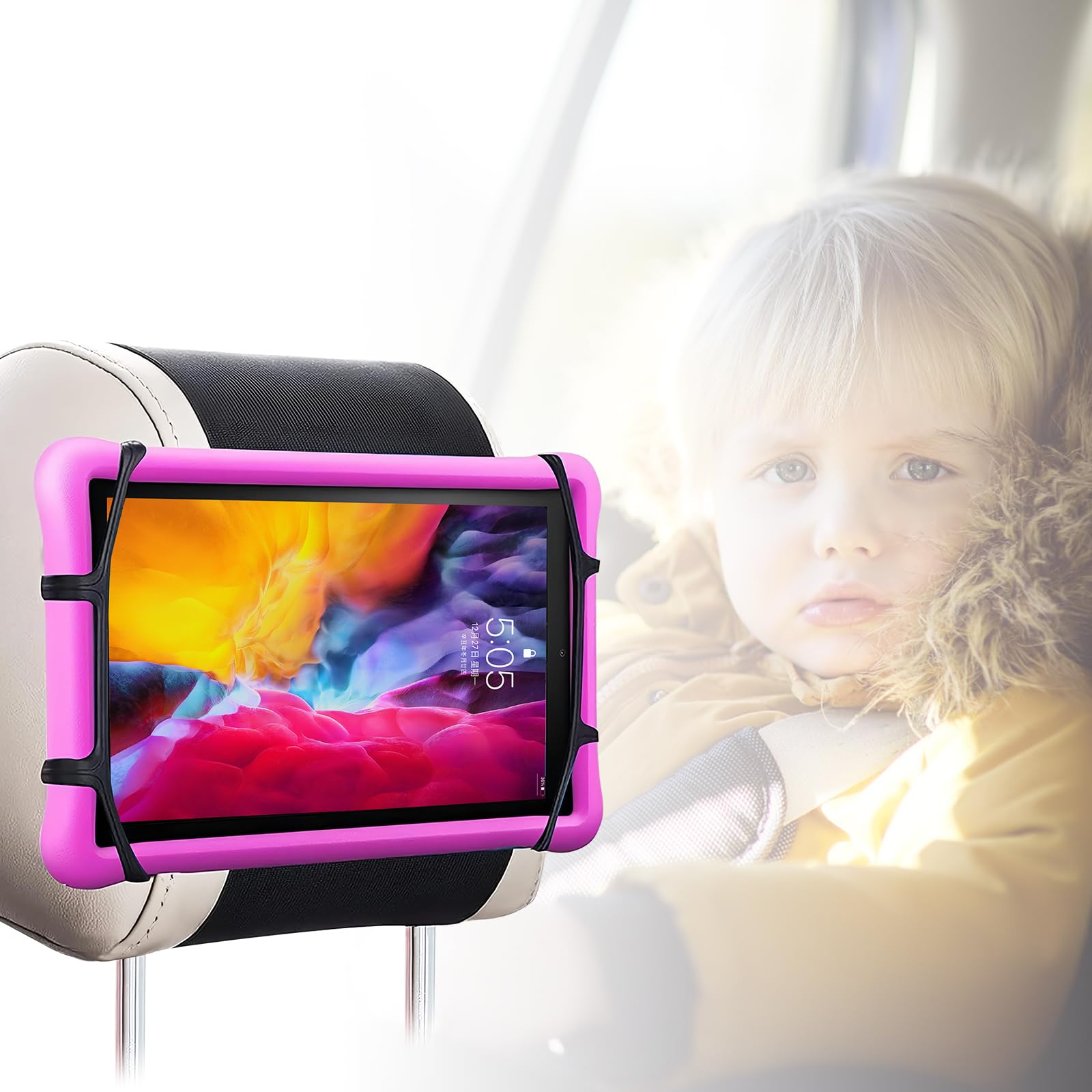 Shengxi Tablet Holder Car Black Tablet Holder Headrest With Silicone Holding Net Non-Slip Universal Car IPad Holder 360° Adjustable For All Kindle Fire Tablet Switches - View #9