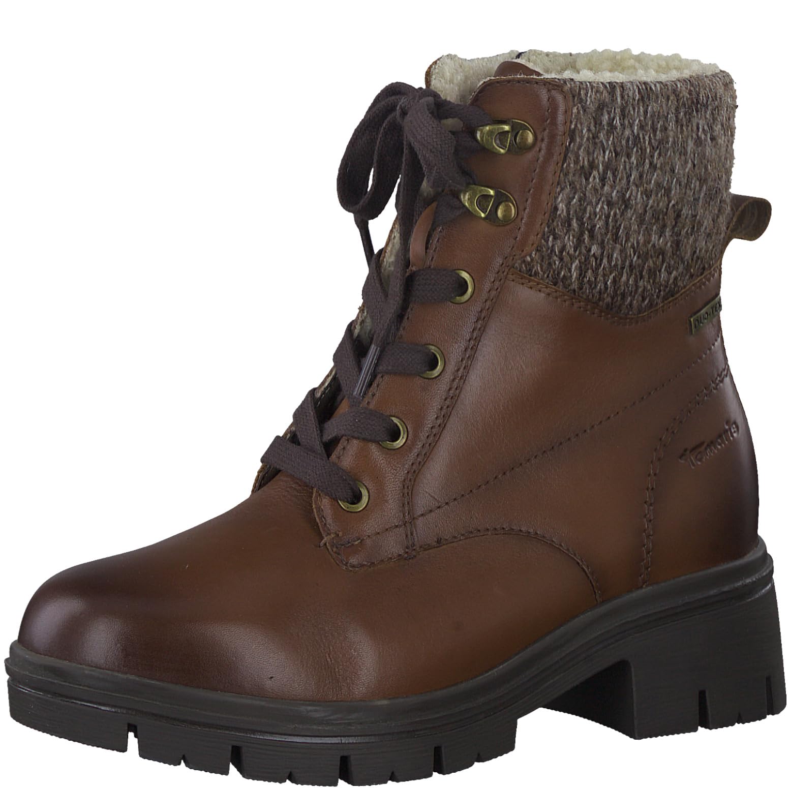 Tamaris Comfort Women’s Lace-Up Ankle Boots Warm Lined Low Heel Comfort Fit , Chestnut, 6,5 UK