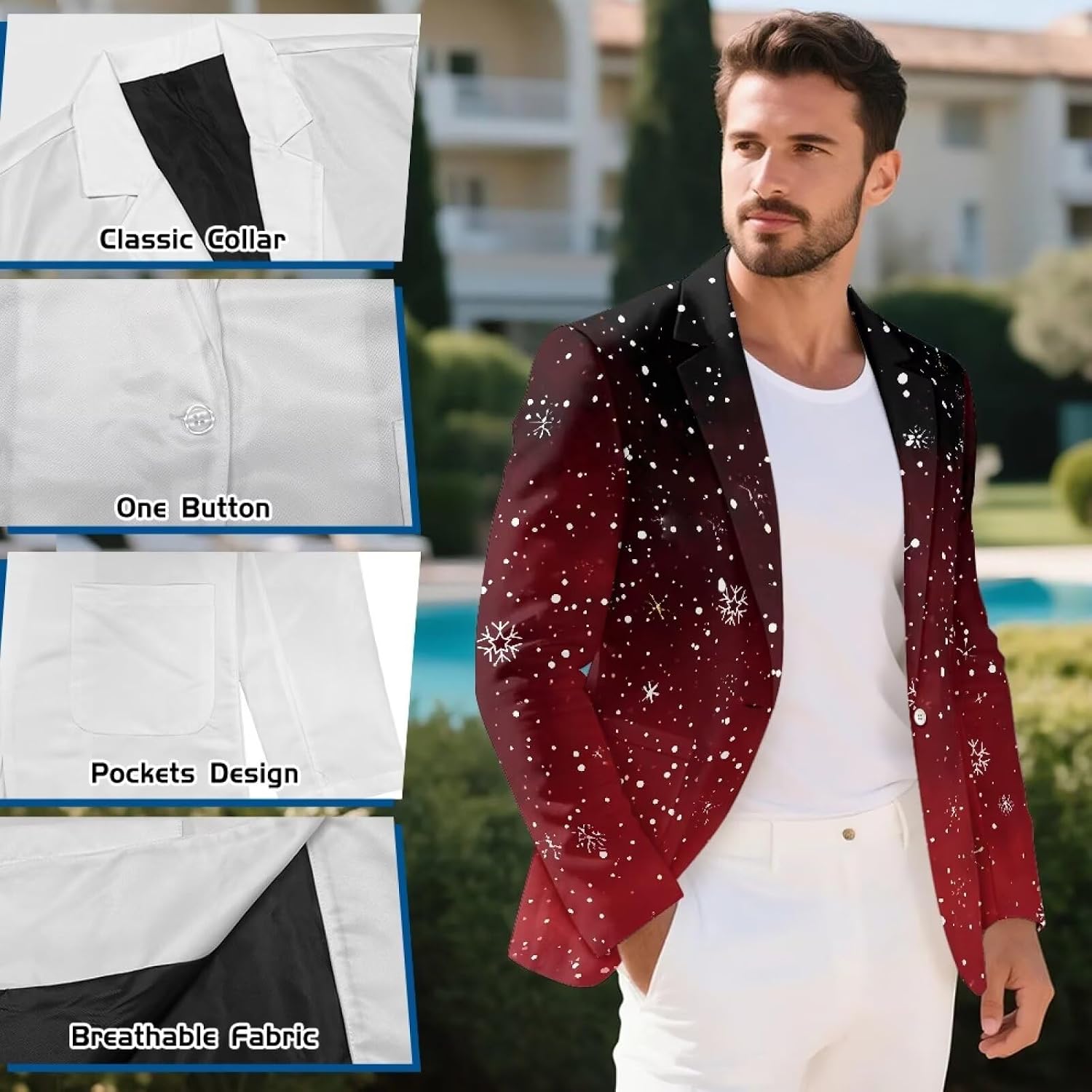 Men's Blazer Sport Coat Modern Suit Blazer Wrinkle-Free Business Blazers Suit Wedding Suits Festival Outfits