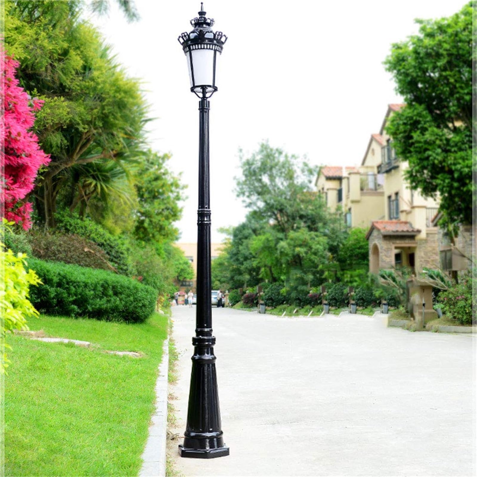Farolas Solares para Exteriores, Farolas De Un Solo Cabezal, Farolas De Calle, Ip56, Impermeables, De Aluminio Antioxidante(Black-Height 220cm)