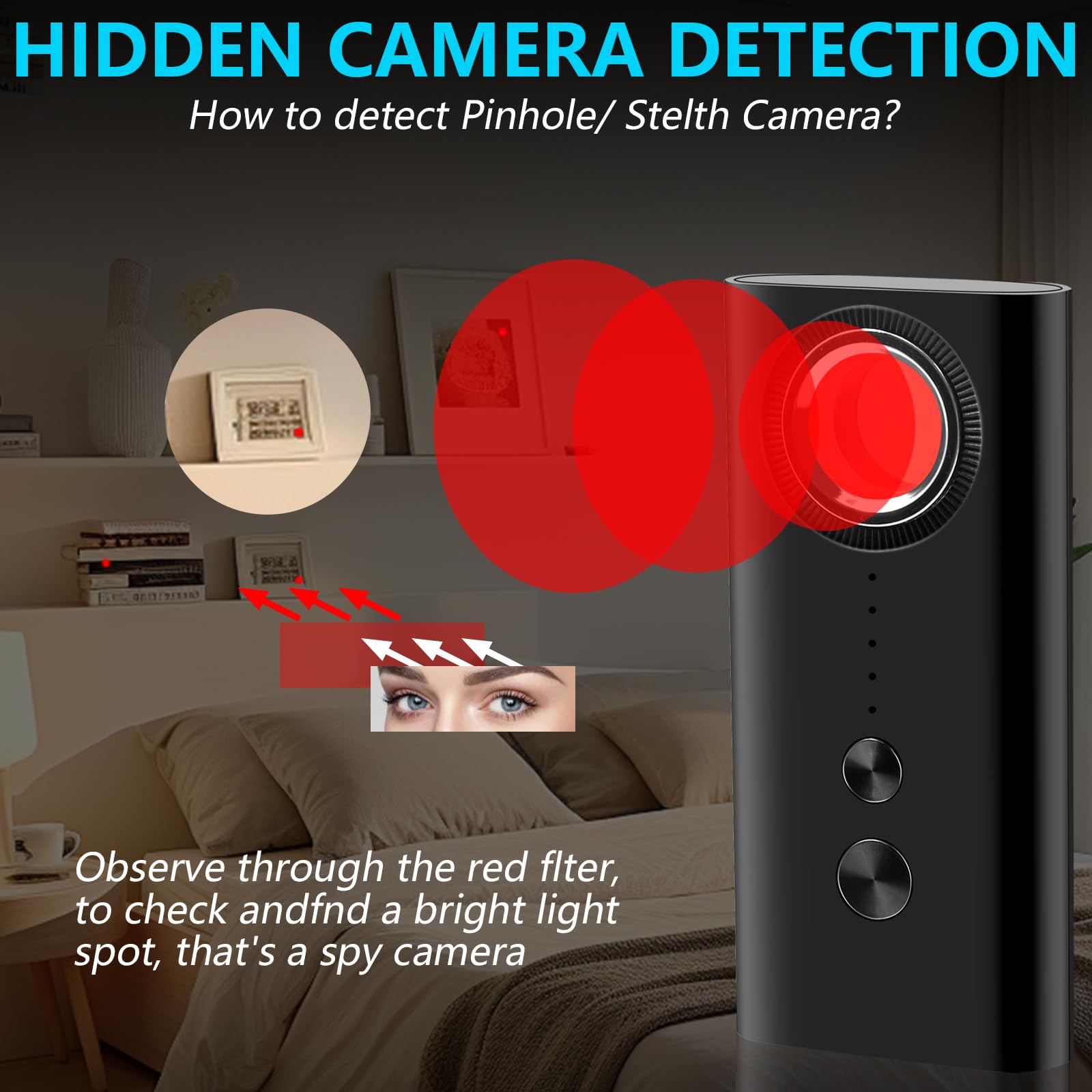 Yadayuki Rilevatore Microspie, Rilevatore Telecamere Nascoste Anti-Spia, Disturbatore di Segnale, Rilevatore di Cimici RF Senza Fil gsm Dispositivo (dunkel 1)