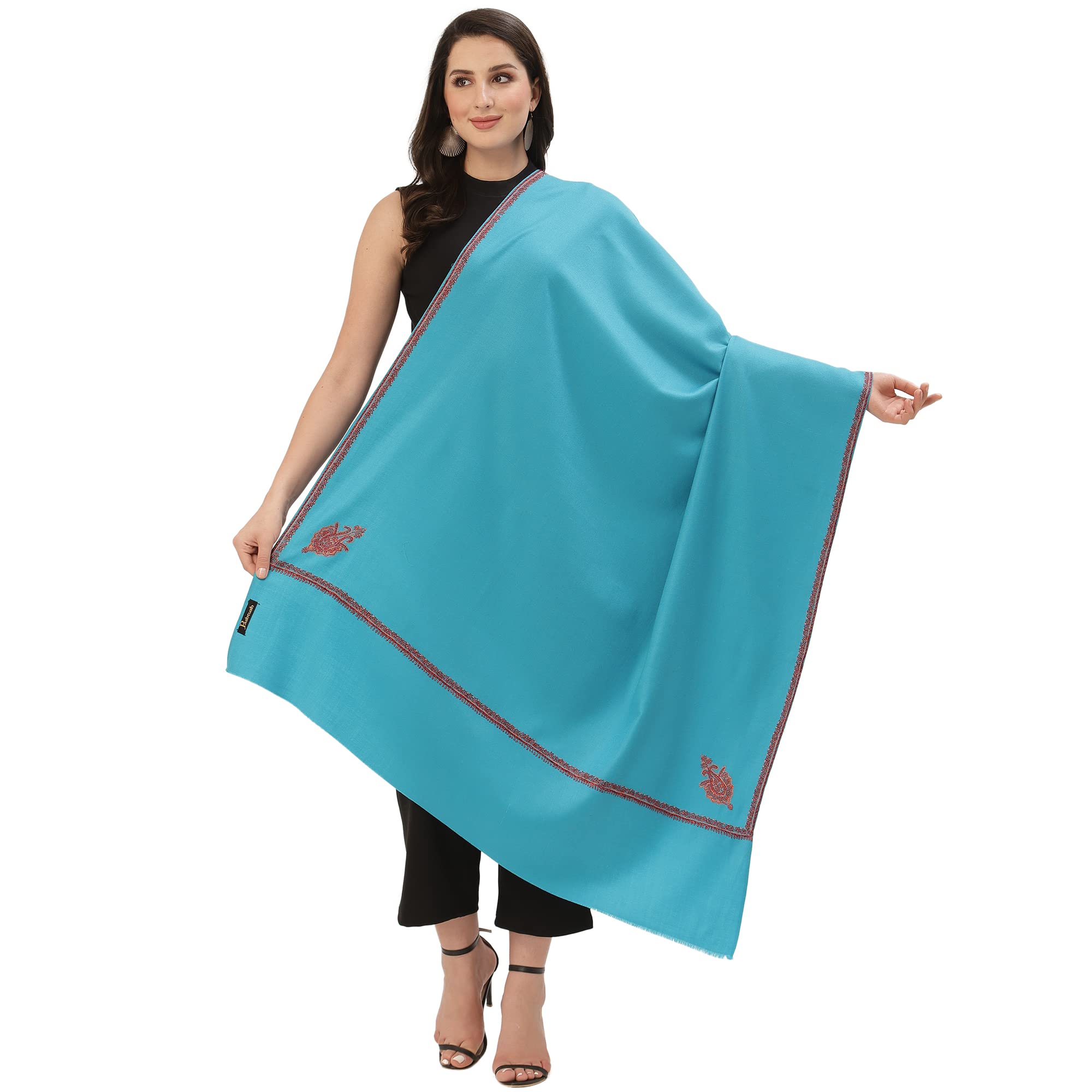 pashtush women Woollen shawl, 100% Hand Embroidery Kingri Border design-picture-33