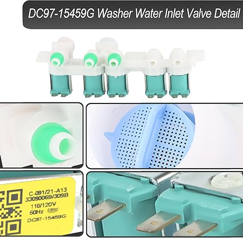 Miniatura 6 de DC97-15459G Conjunto de válvula de entrada de agua para lavadora Samsung Sustituye a AP5623056 3276197 EAP4220861 PS4220861 Compatible con