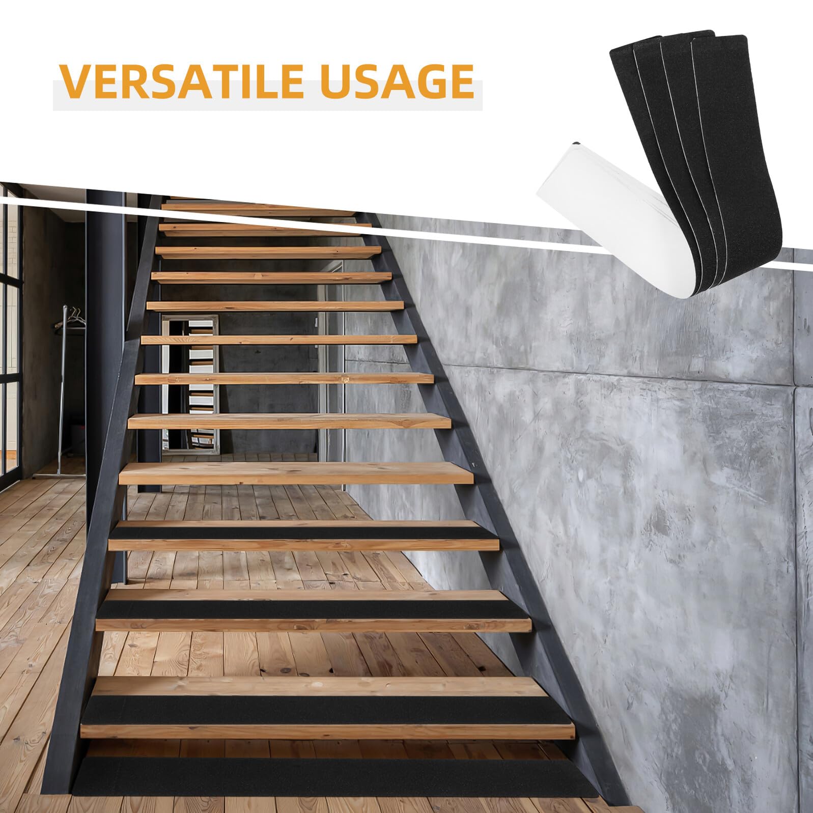 Ruban Adhésif Antidérapant Pvc Noir Mat 10 Cm x 80 Cm, Résistant à L'usure Pour Marches D'escalier Intérieures Et Extérieures, Lot De 4 Pièces, Sécurité Renforcée Quotidien