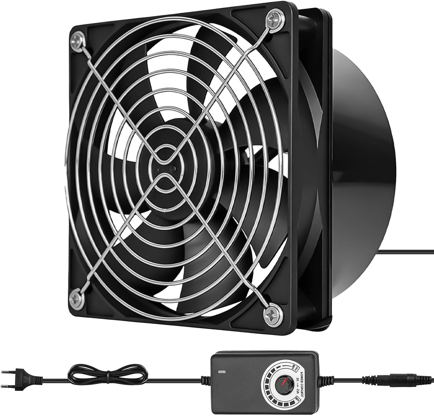 DC 12V Rohrventilator Abluftventilator K che mit inklusive Drehzahlregler 100mm Schwarz Metall Industrie-Abluftventilator 3000RPM 65CFM DC motor L fter f r Werkstatt Keller B ro