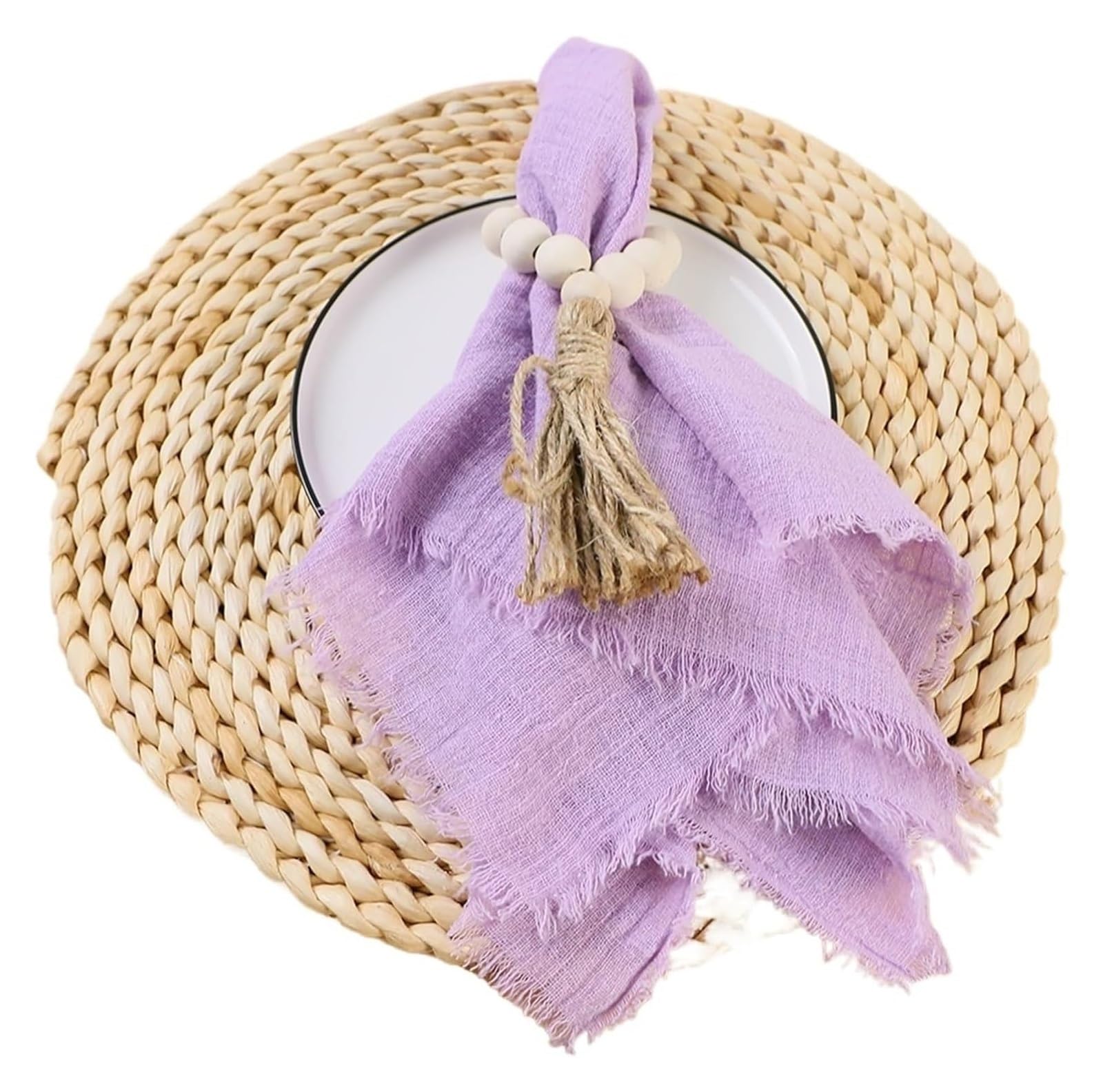 Cotton Table Napkins, Cotton Gauze Cheesecloth Dinner Napkins 42x42cm 4 Pack Multicolor(4pcs Purple)