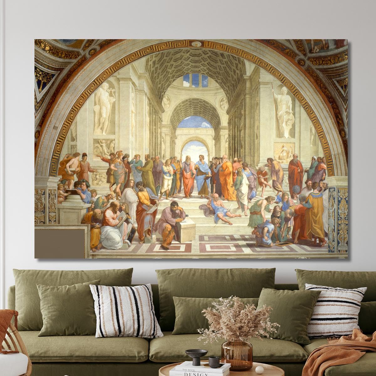 CheQuadro! Escuela de Atenas de Rafael, cuadro grande de alta calidad, impresión sobre lienzo, con bastidor, listo para colgar bsa34-130x90 cm