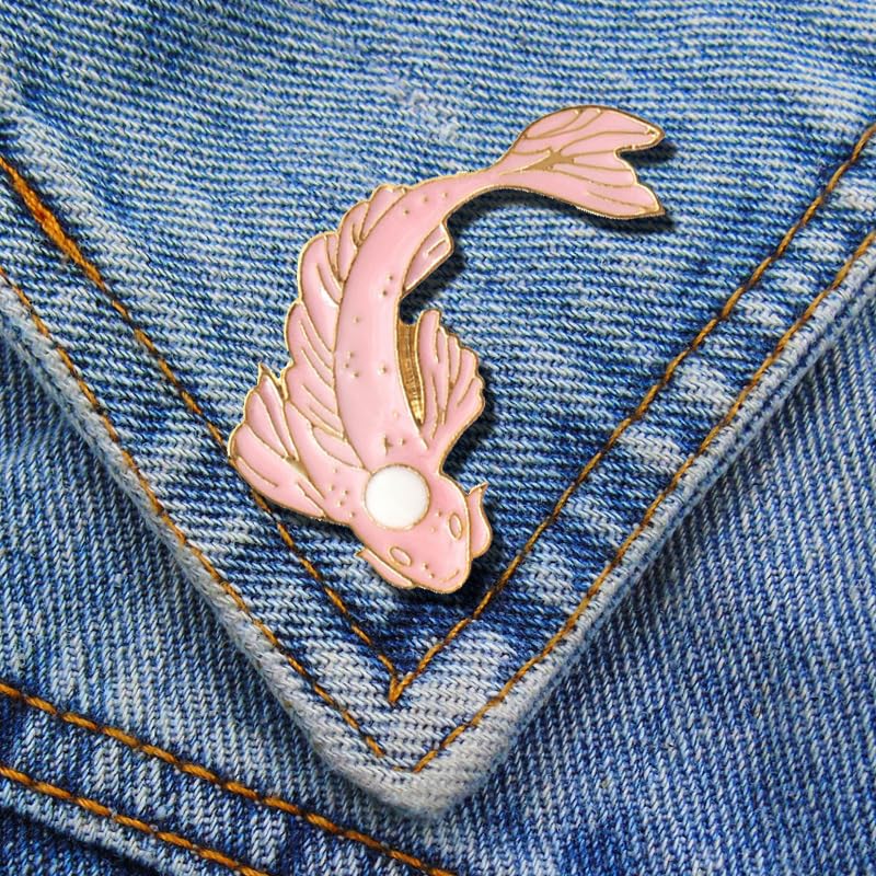 Image of 2Pcs coadipress Lovely Fish Brooch Enamel Lapel Brooches Pin Set Cute Cartoon Koi Fish Pins for DIY Backpacks Clothes Bags Jackets Hat Jewelry Accessories Gift