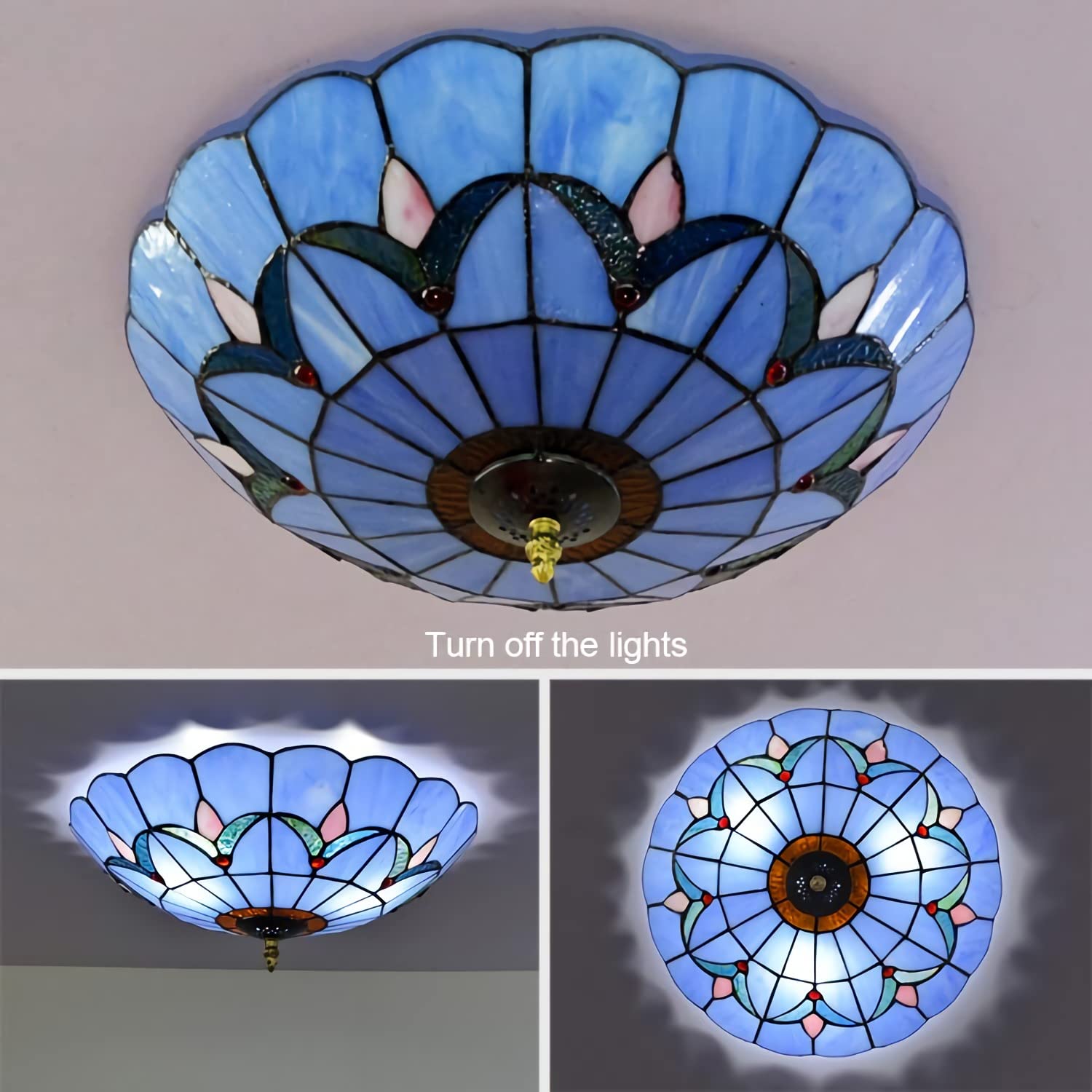 Lampa sufitowa do montażu podtynkowego, witrażowe lampy sufitowe LED w stylu vintage, żyrandole, nowoczesna lampa wisząca w stylu retro do sypialni, salonu, przedpokoju, łazienki, kuchni, 110-240 V,