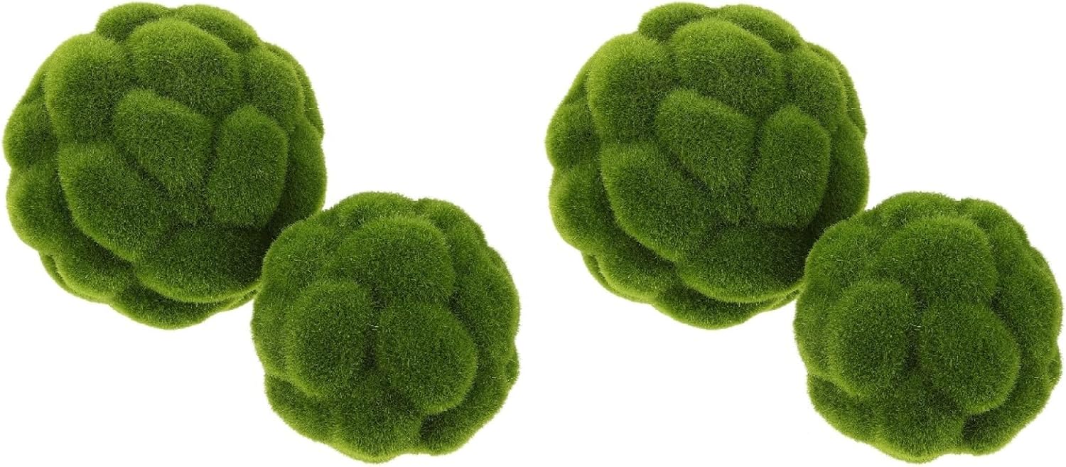 STOBAZA 4pcs Fake Green Moss Balls, Decorative Green Moss, Simulated Topiary Ball, Floral Arrangements for Garden Wedding Party Decoration