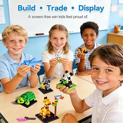 Miniatura 7 de FUN LITTLE TOYS Recuerdos de fiesta para niños, juegos de bloques de construcción de mini animales, bolsas de regalo para niños, premios de juguetes